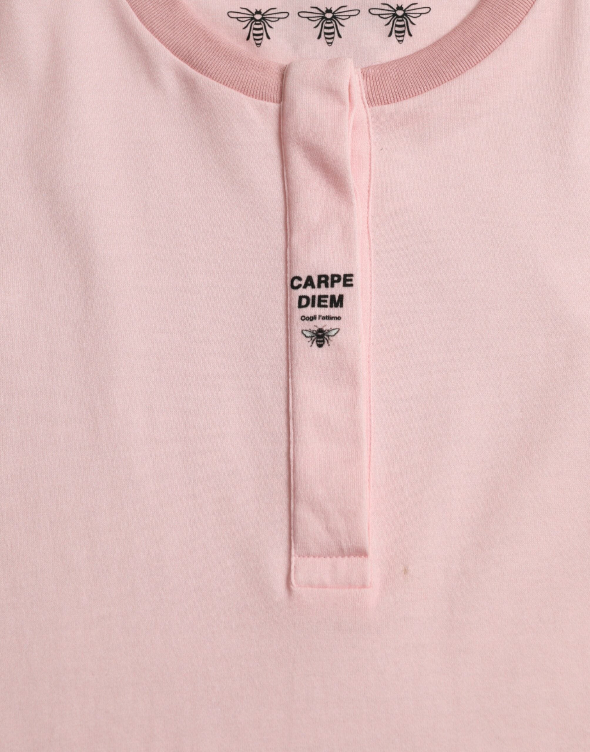 Pink Floral Print Cotton Short Sleeves T-shirt - ventzia