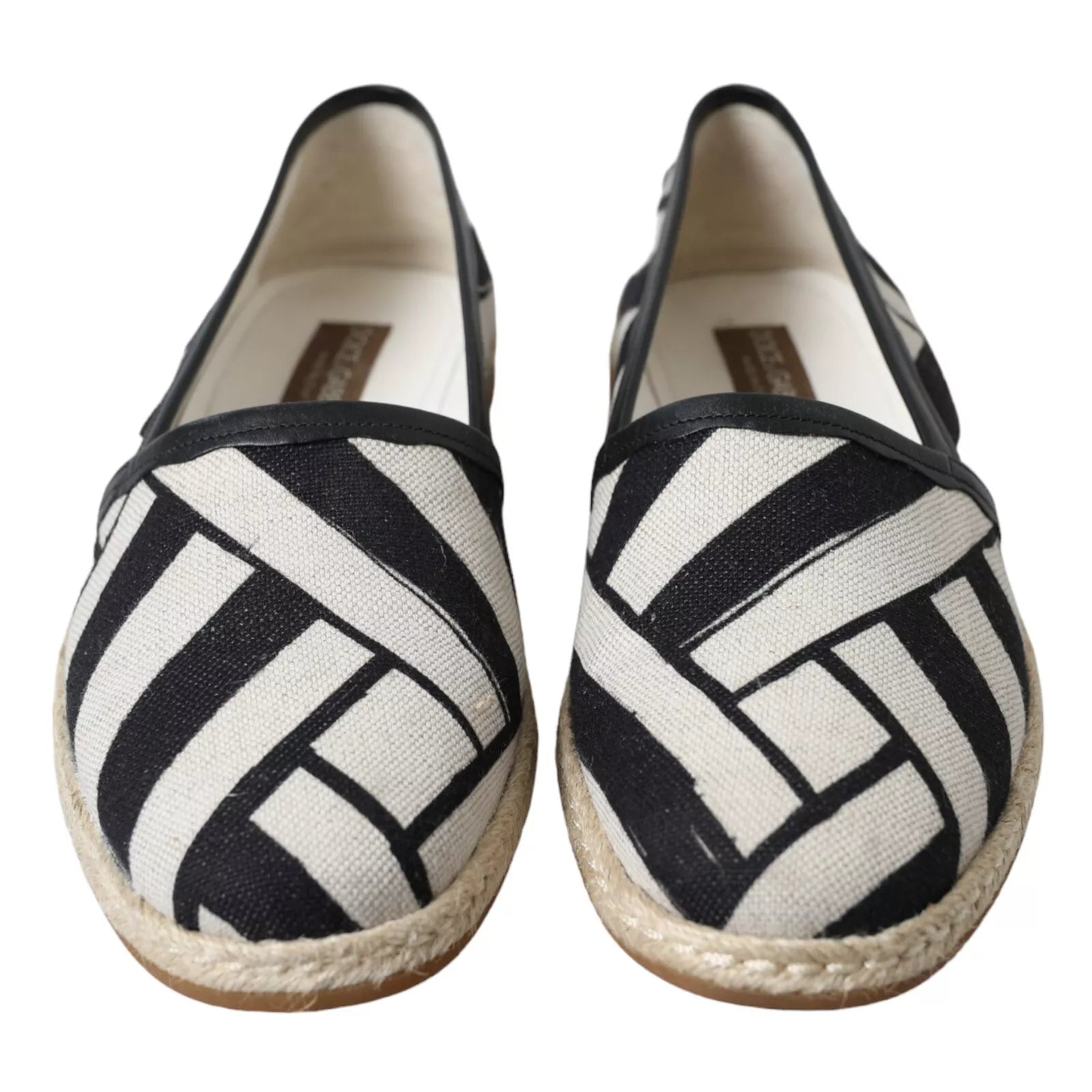 Black White Stripes Slip On Espadrille Shoes - ventzia