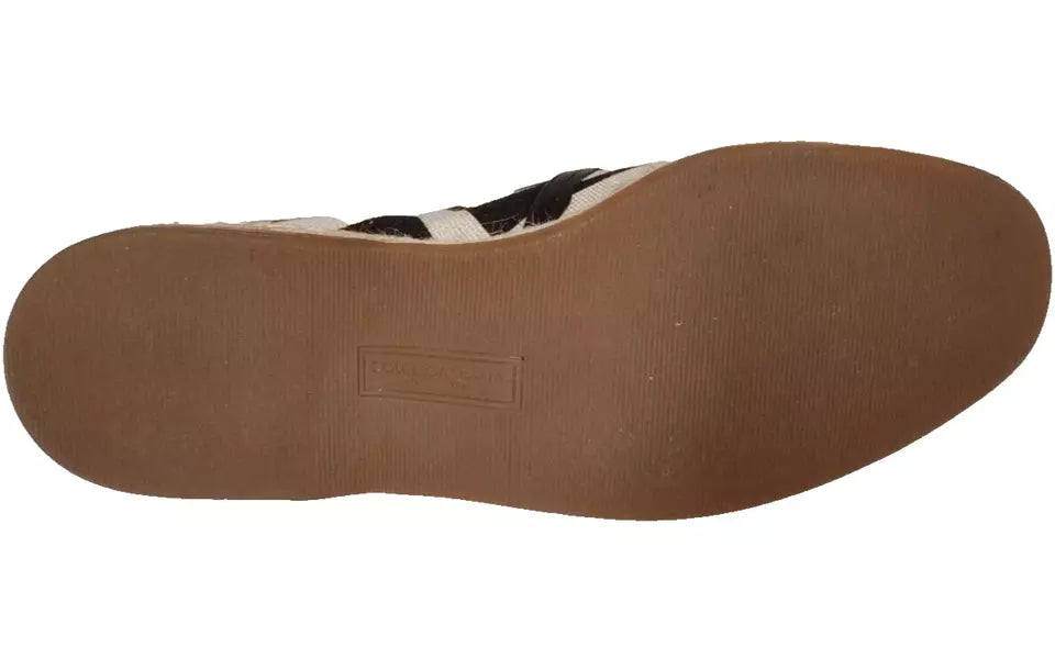 Black White Stripes Slip On Espadrille Shoes - ventzia