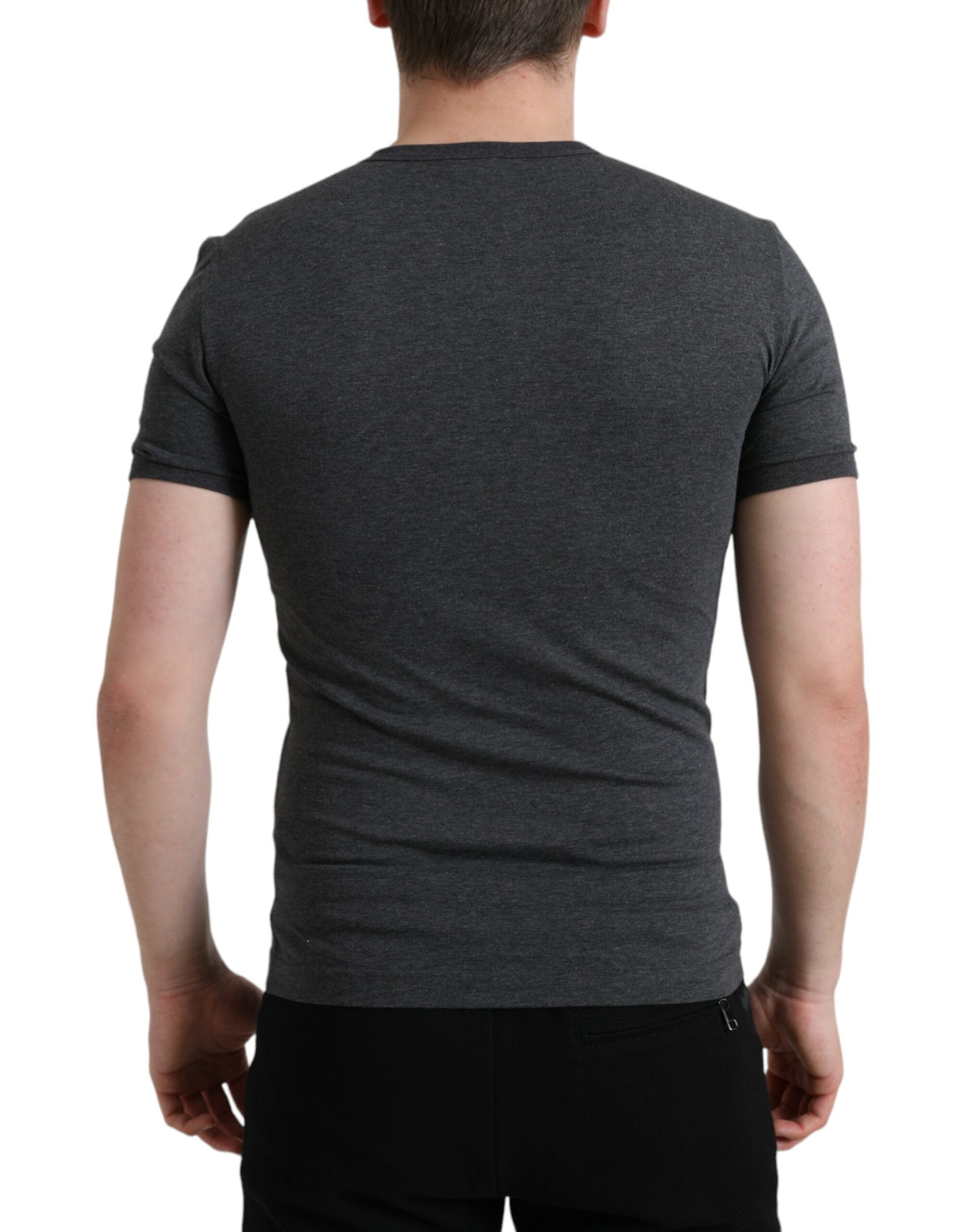 Dark Gray Cotton Crew Neck T-shirt - ventzia