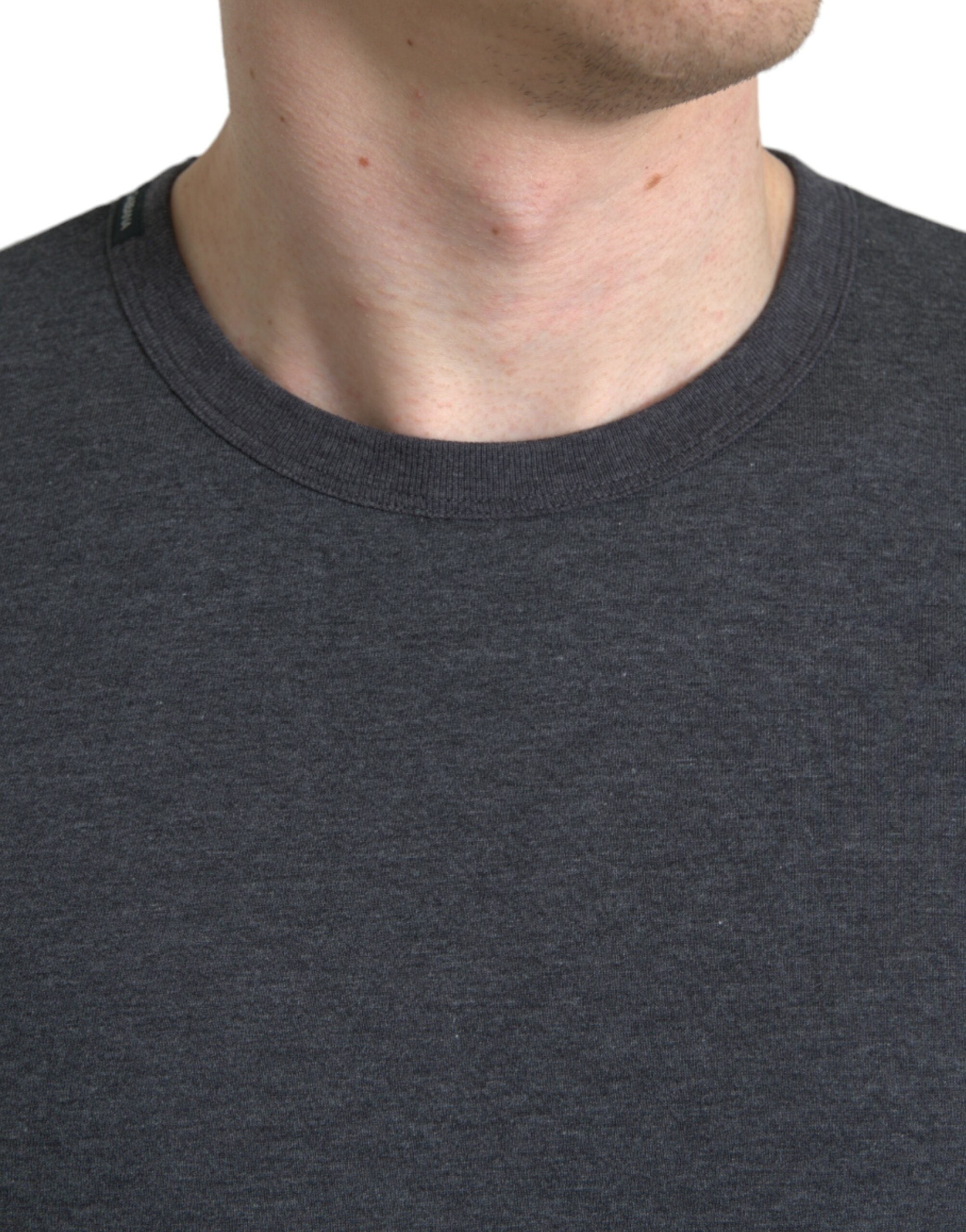 Dark Gray Cotton Crew Neck T-shirt - ventzia