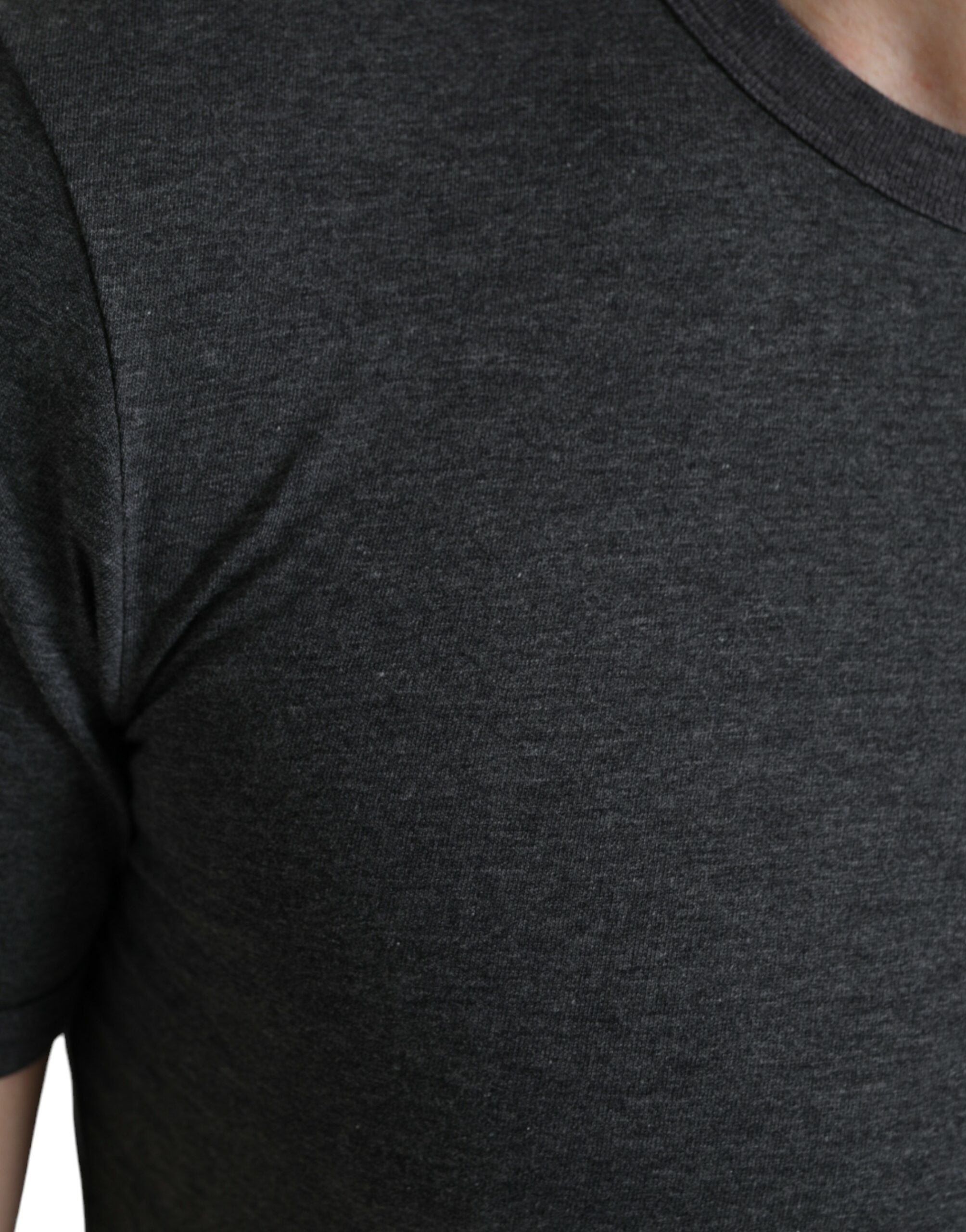 Dark Gray Cotton Crew Neck T-shirt - ventzia