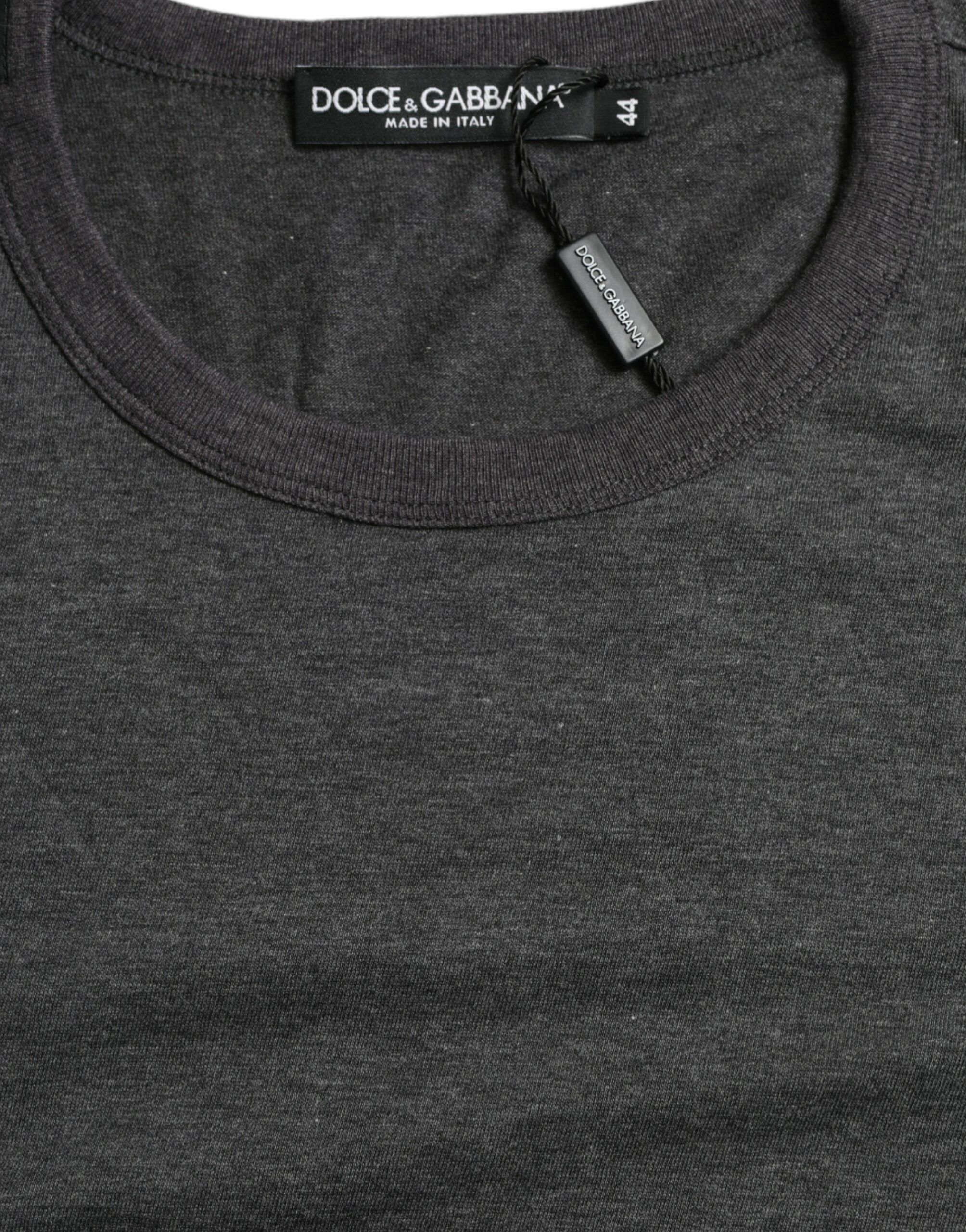 Dark Gray Cotton Crew Neck T-shirt - ventzia