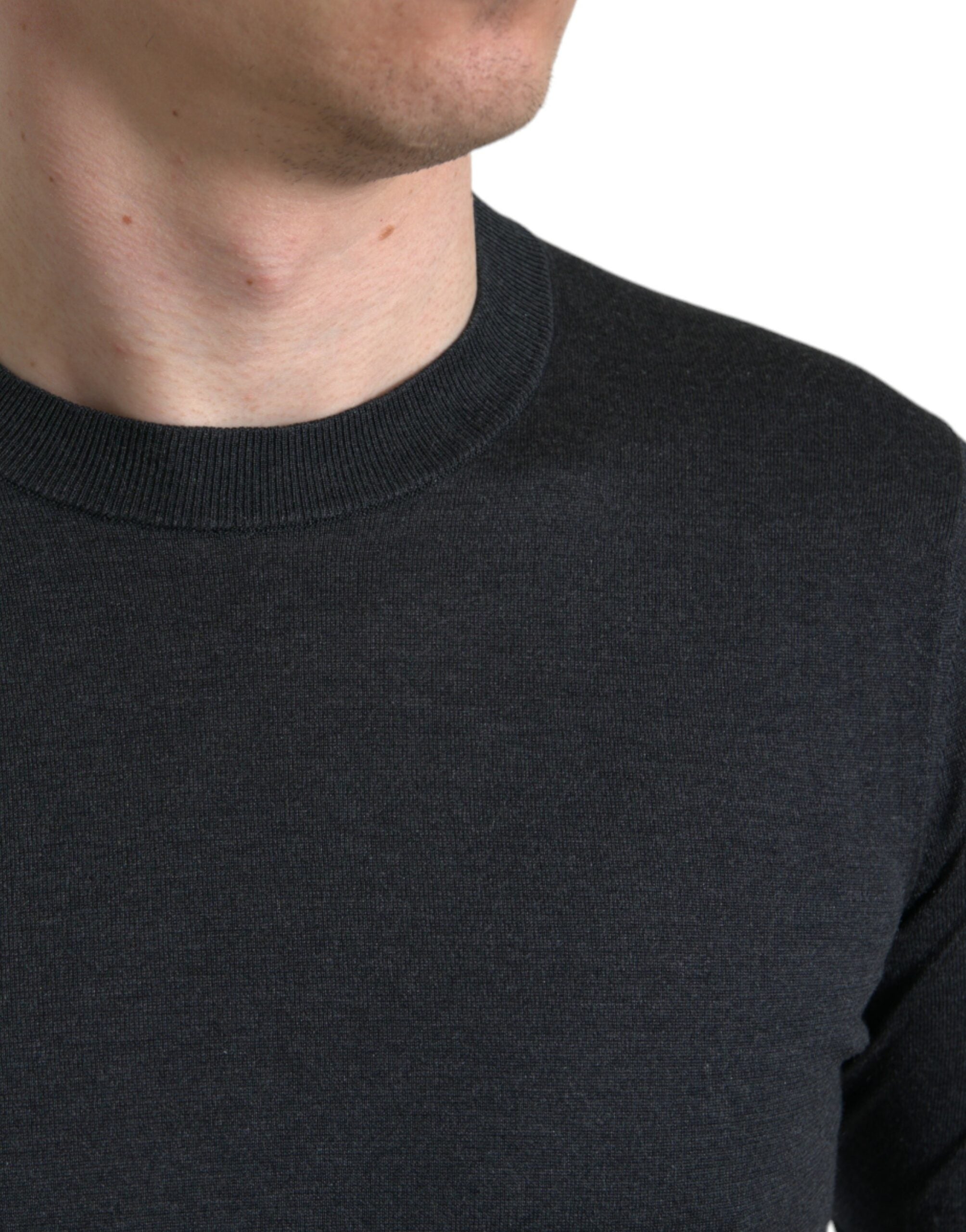 Dark Gray Crew Neck Short Sleeves T-shirt - ventzia