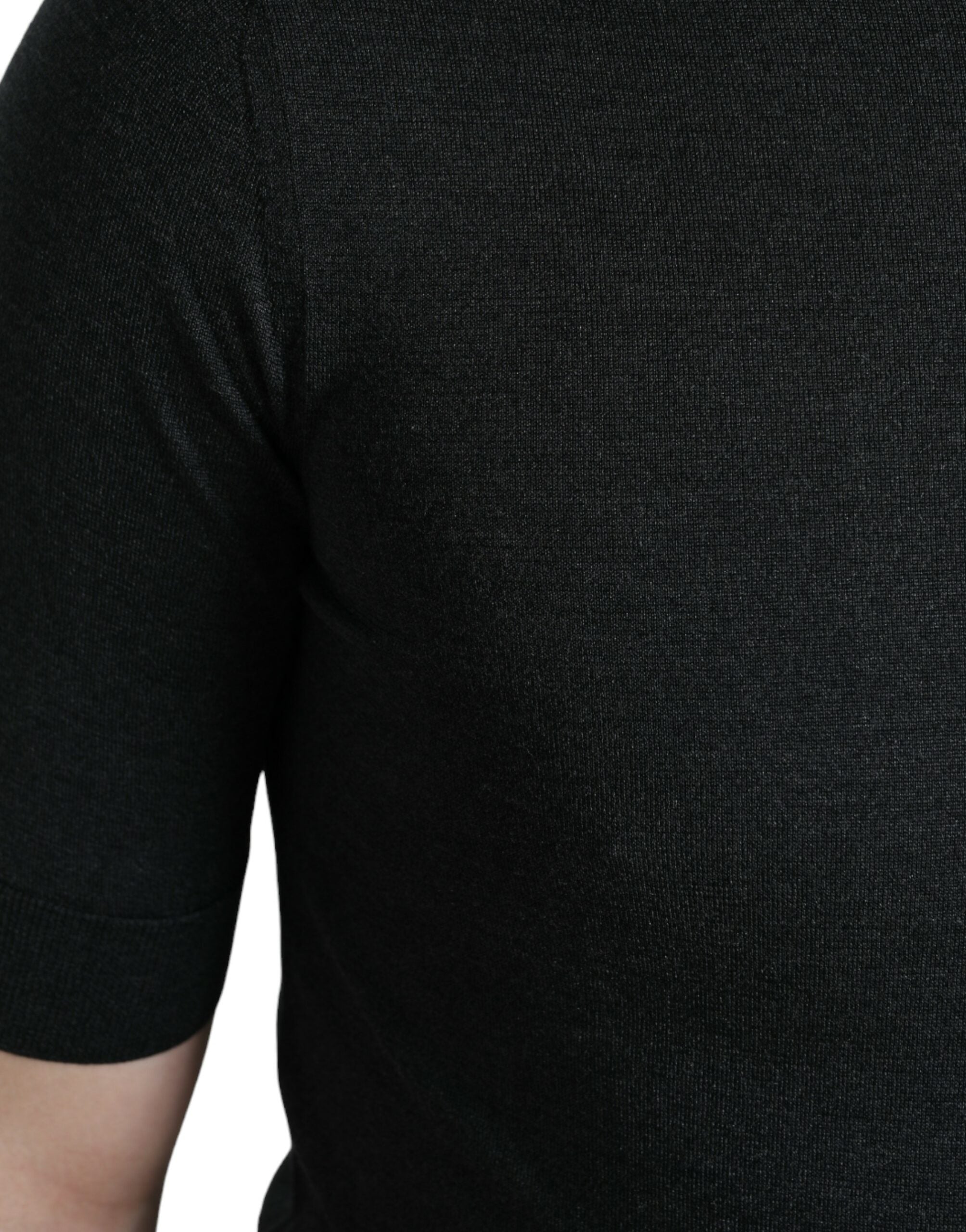 Dark Gray Crew Neck Short Sleeves T-shirt - ventzia
