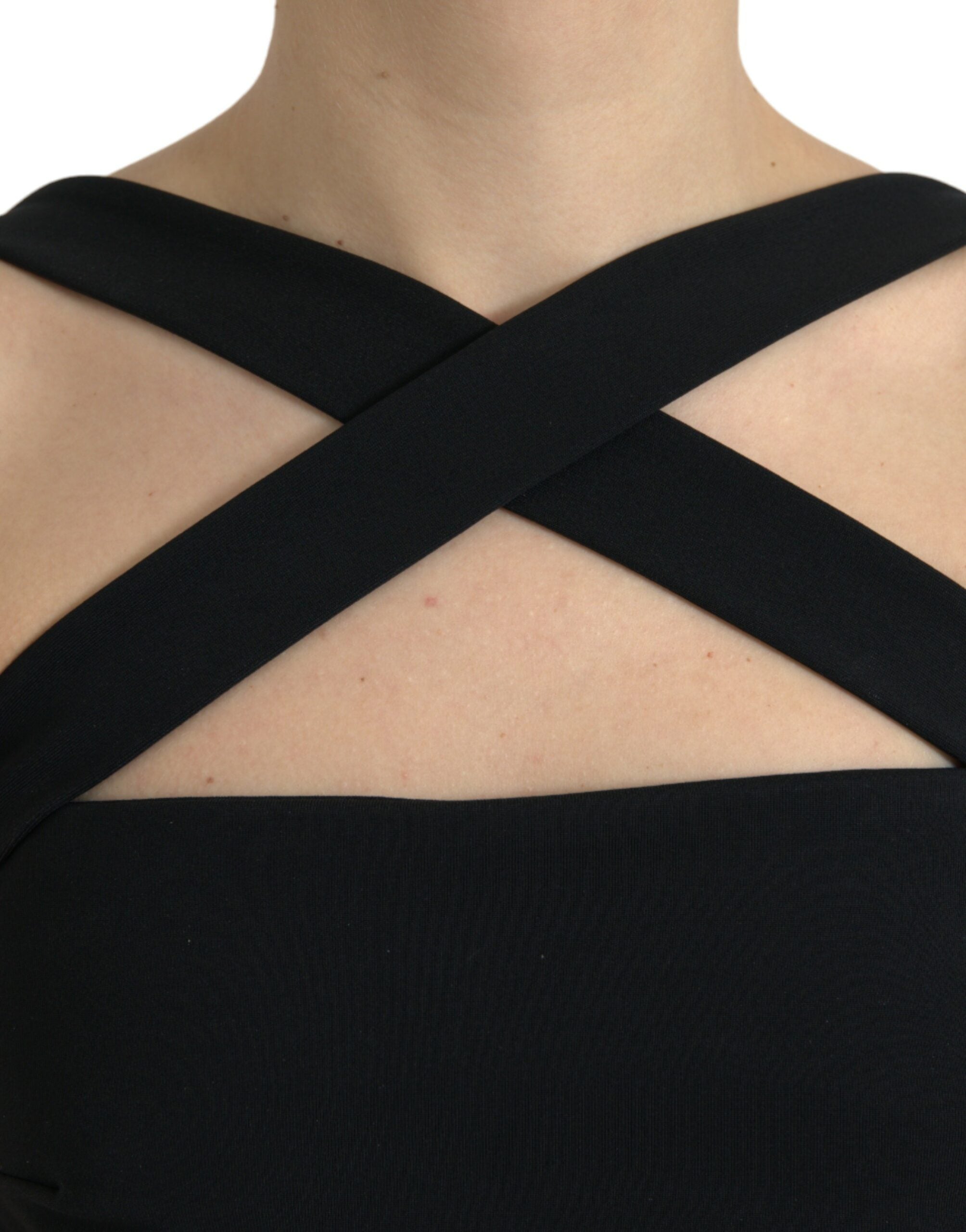 Black Sheath Halter Sleeveless Midi Dress - ventzia