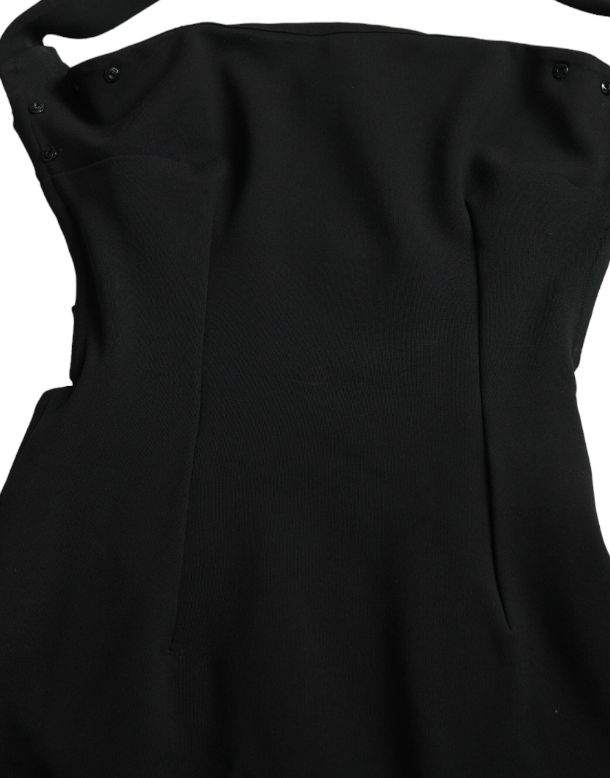 Black Sheath Halter Sleeveless Midi Dress - ventzia