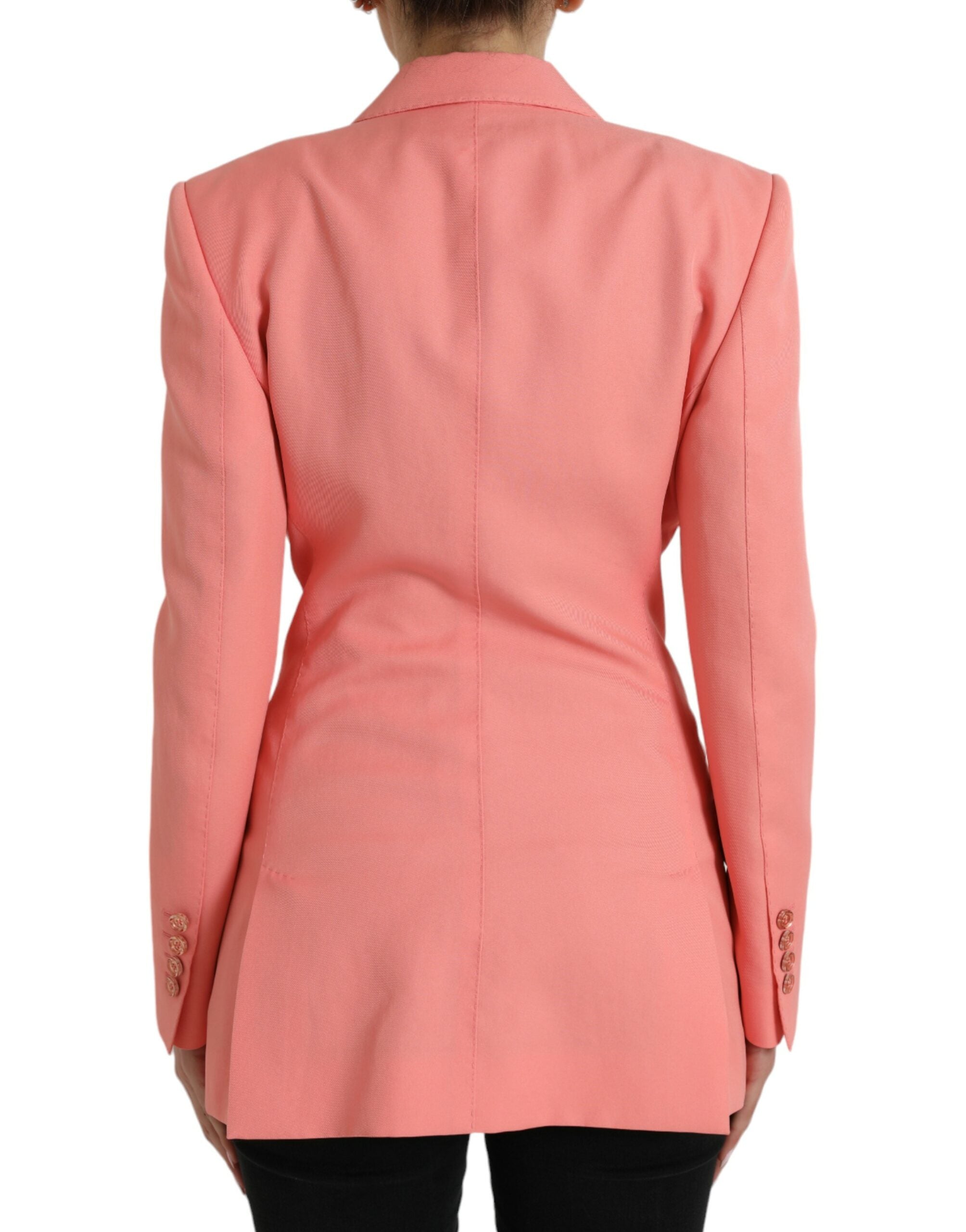 Pink Polyester Single Breasted Blazer Jacket - ventzia