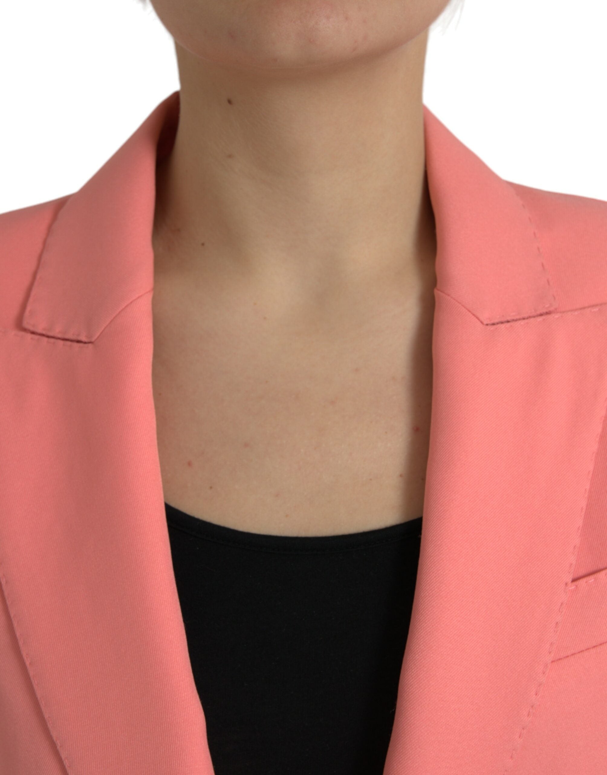 Pink Polyester Single Breasted Blazer Jacket - ventzia