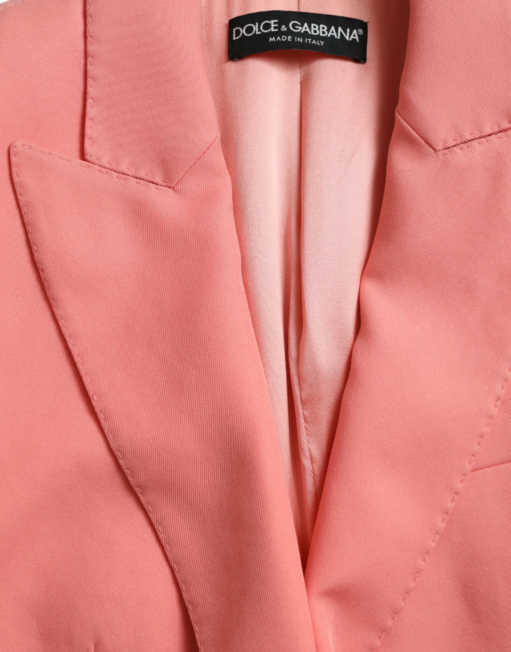 Pink Polyester Single Breasted Blazer Jacket - ventzia