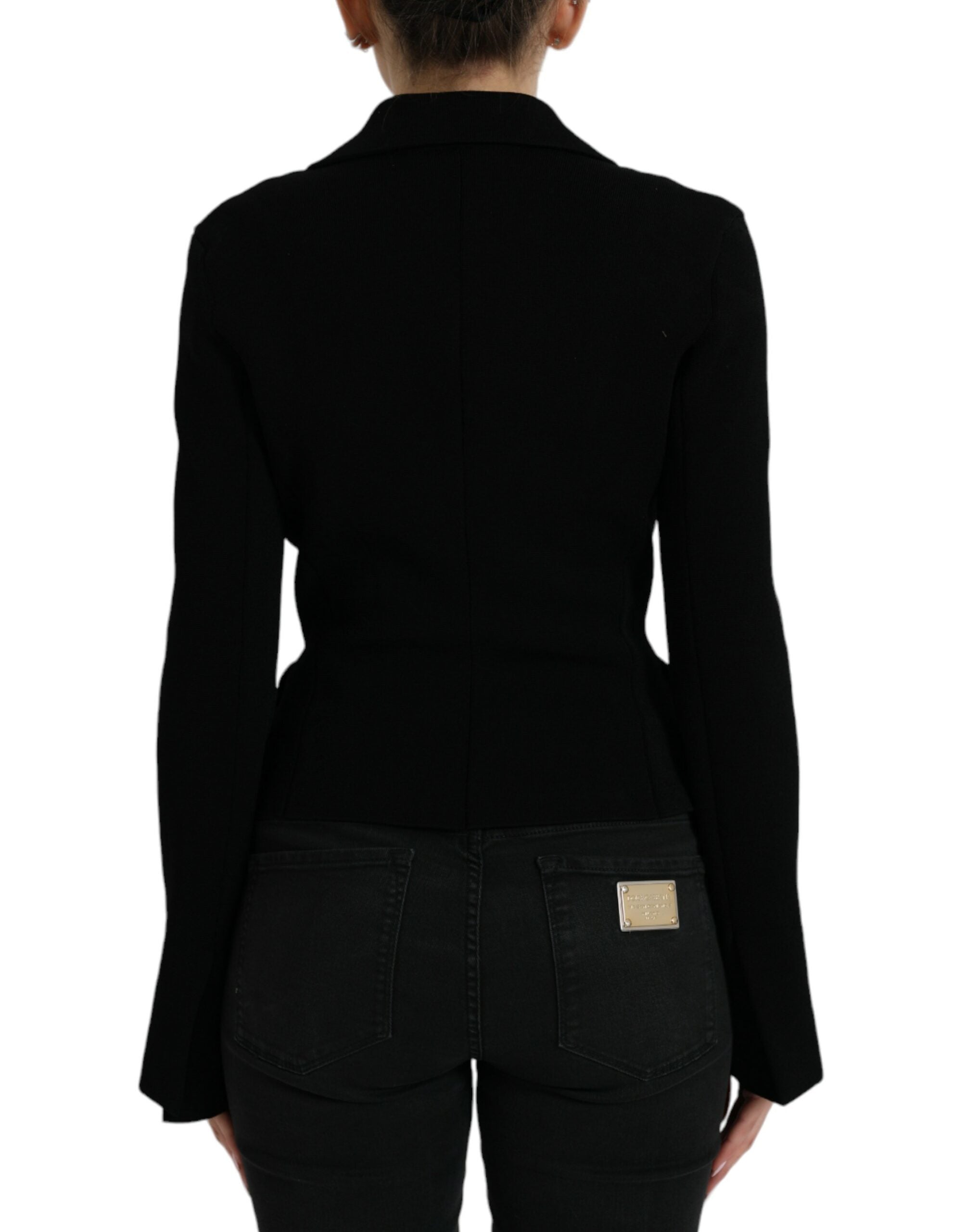 Black Viscose Single Breasted Blazer Jacket - ventzia
