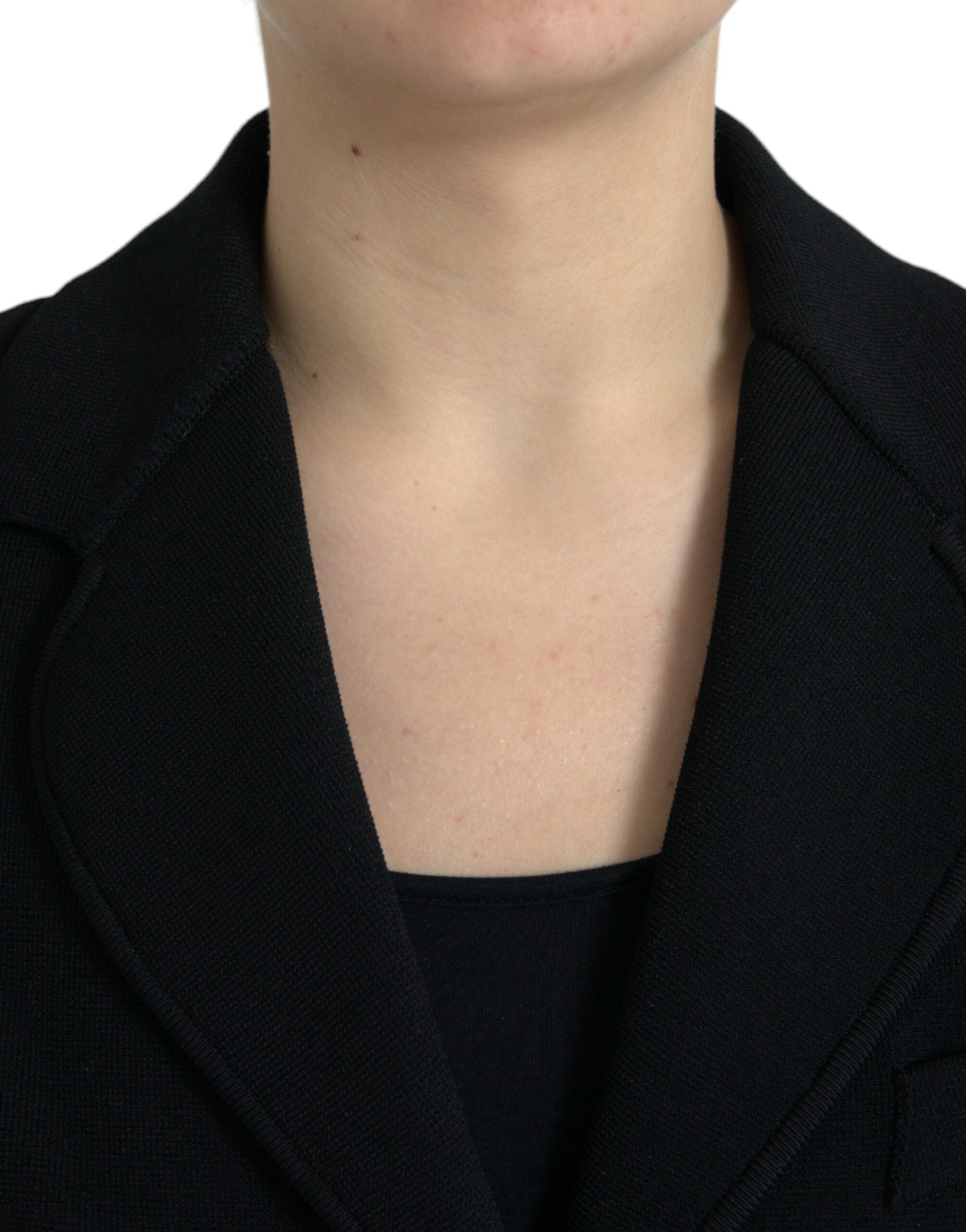 Black Viscose Single Breasted Blazer Jacket - ventzia