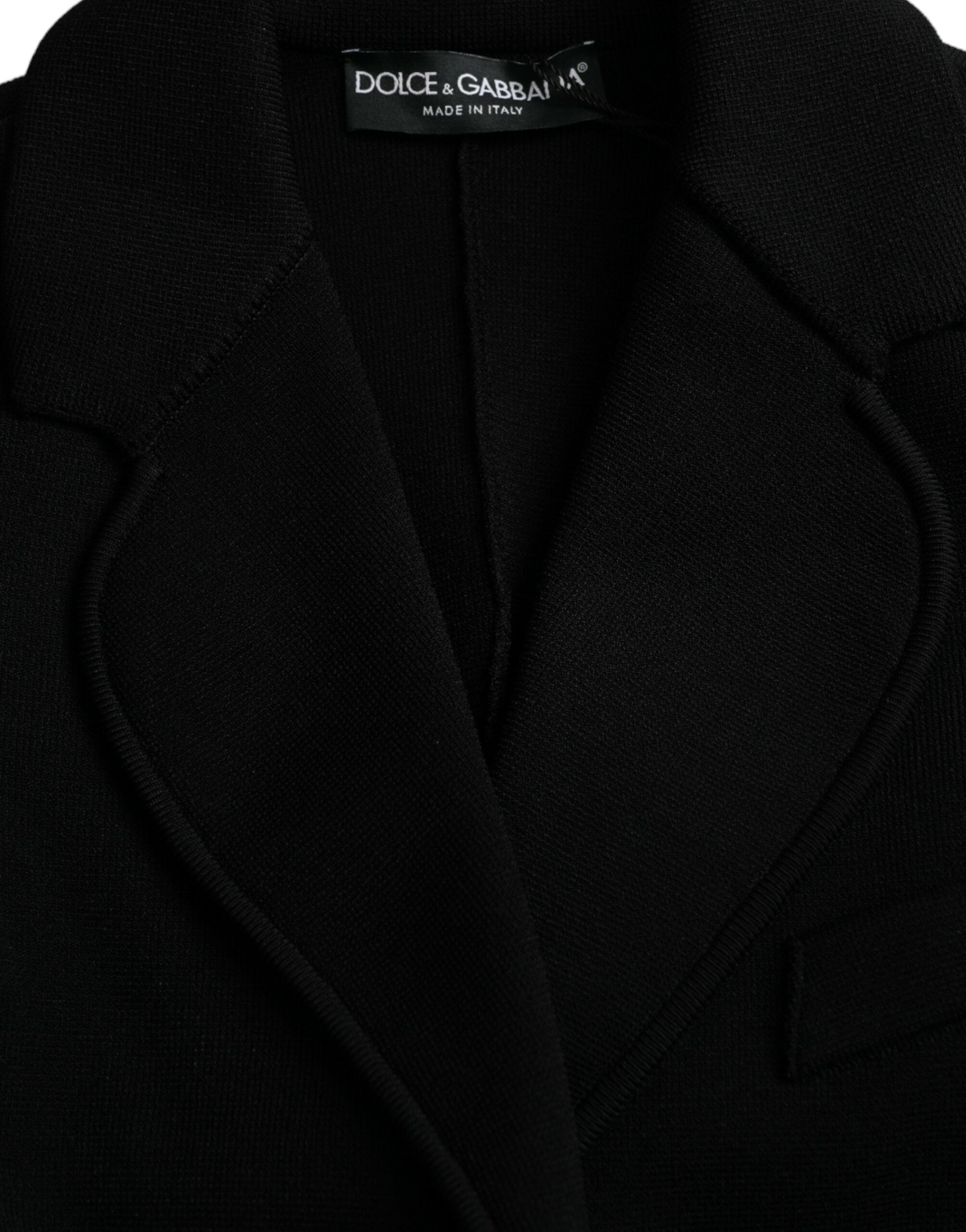 Black Viscose Single Breasted Blazer Jacket - ventzia