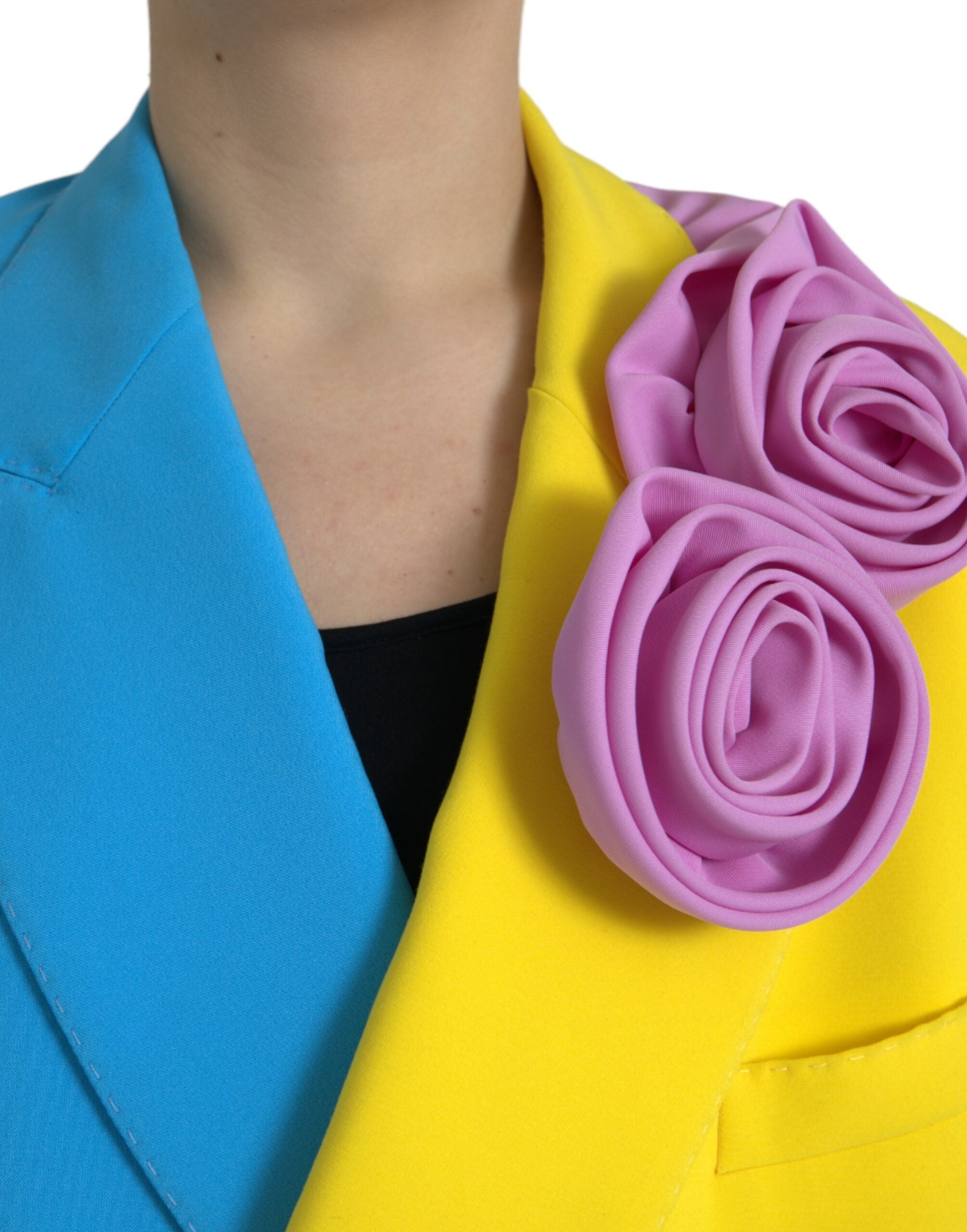 Multicolor Patchwork Floral Appliques Coat Jacket - ventzia