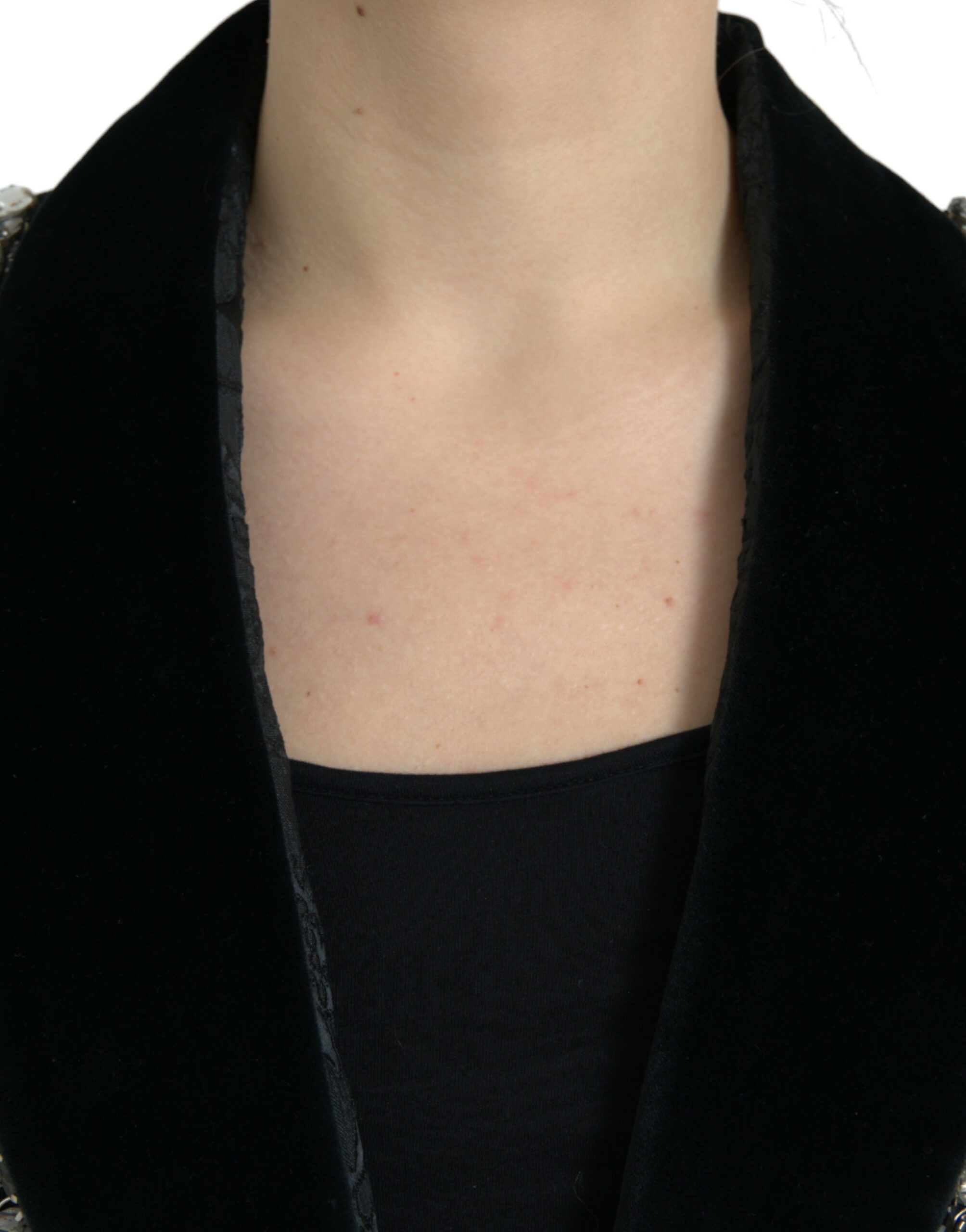Black Crystal Embellished Overcoat Jacket - ventzia