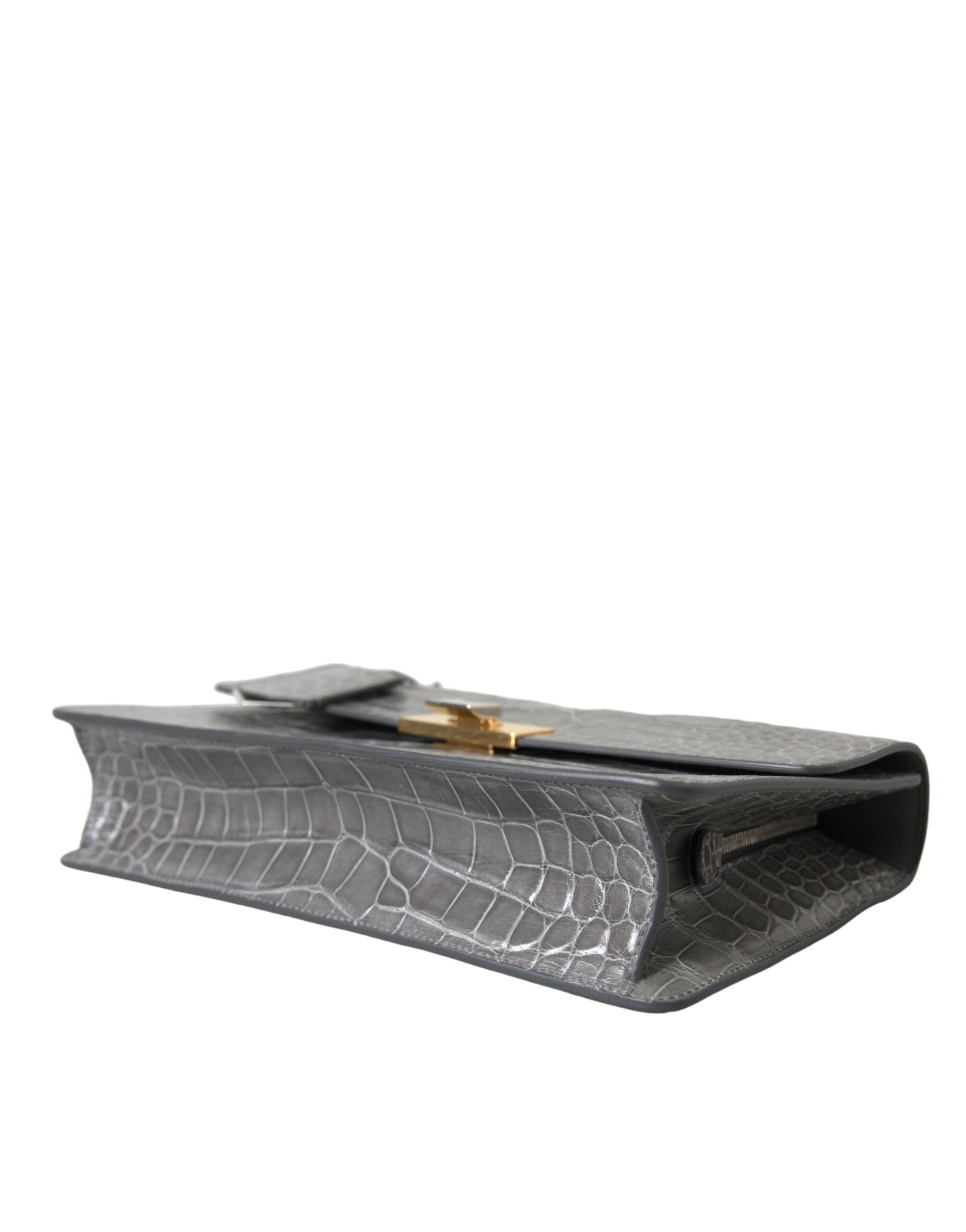 Gray Exotic Leather Medium Shoulder Hand Purse Bag - ventzia