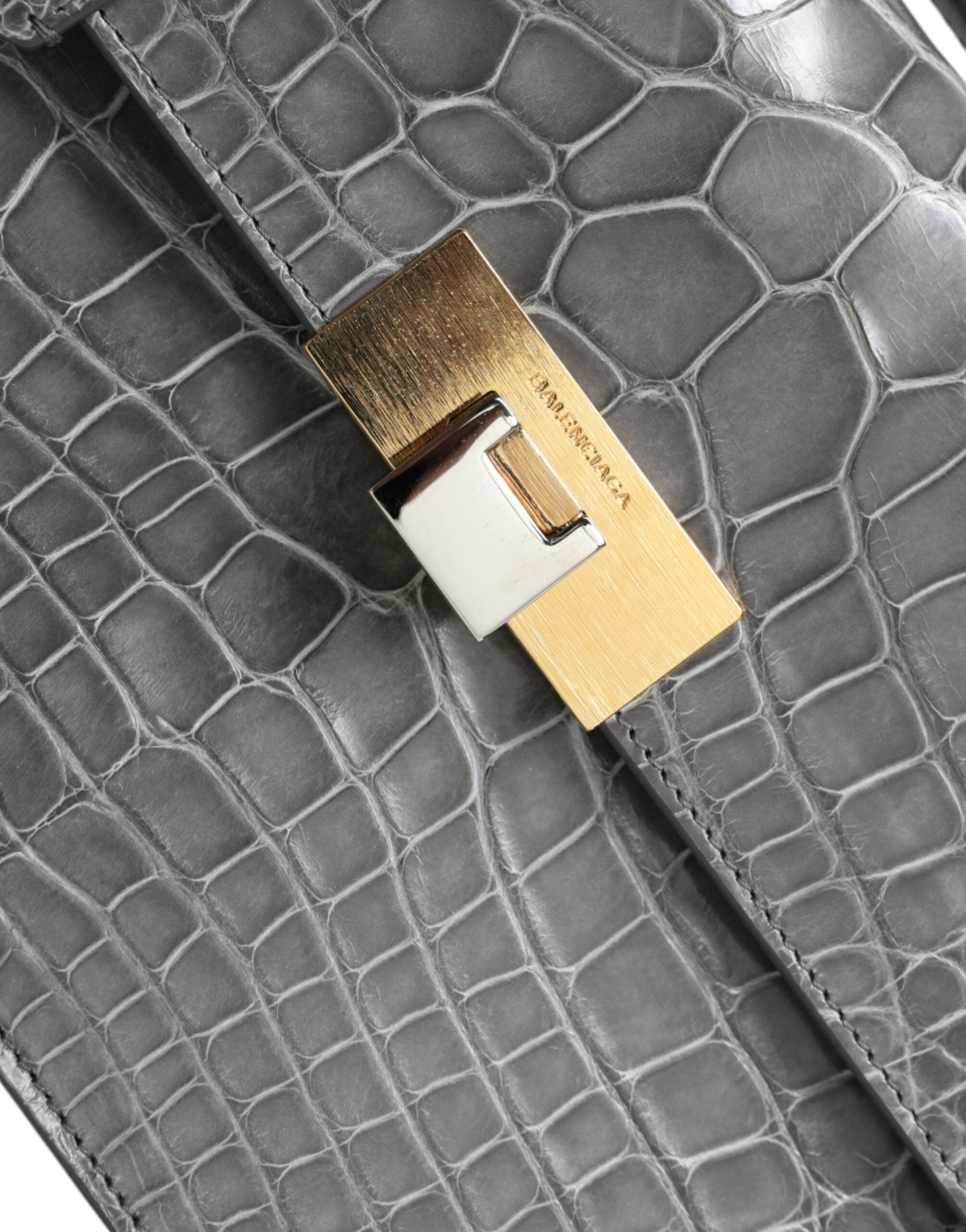 Gray Exotic Leather Medium Shoulder Hand Purse Bag - ventzia