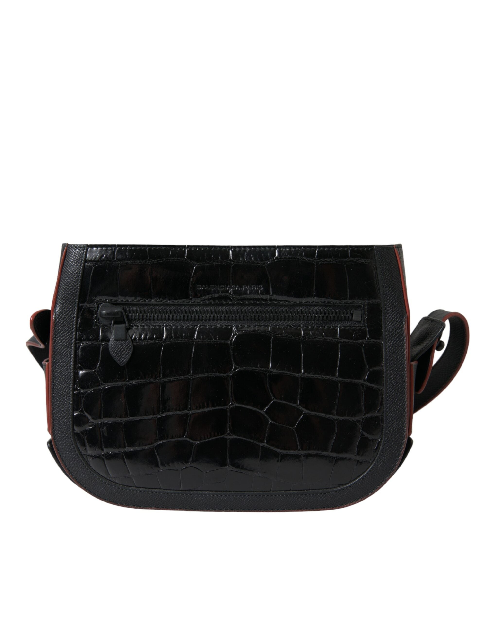Black Exotic Leather Shoulder Crossbody Camera Bag - ventzia