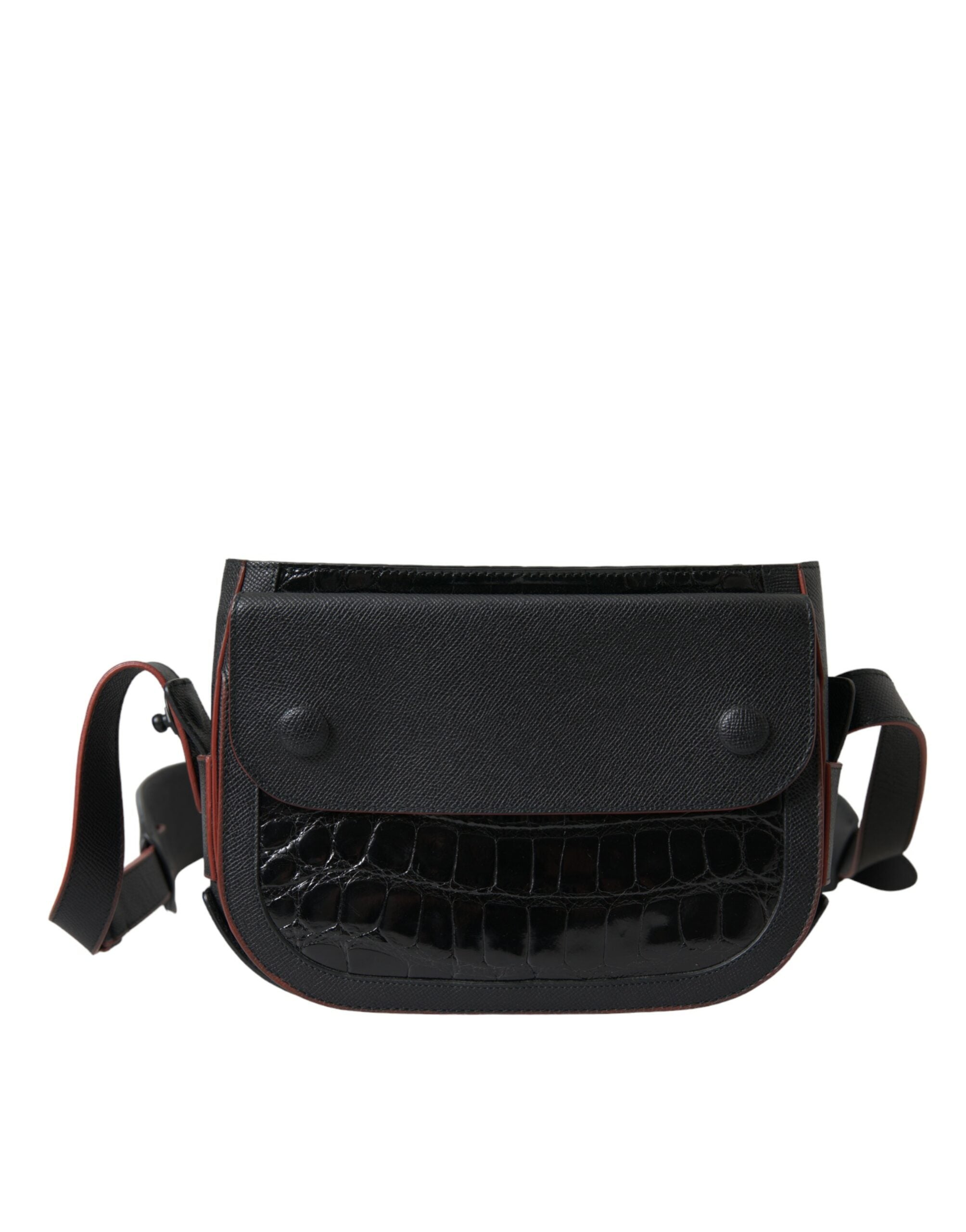 Black Exotic Leather Shoulder Crossbody Camera Bag - ventzia