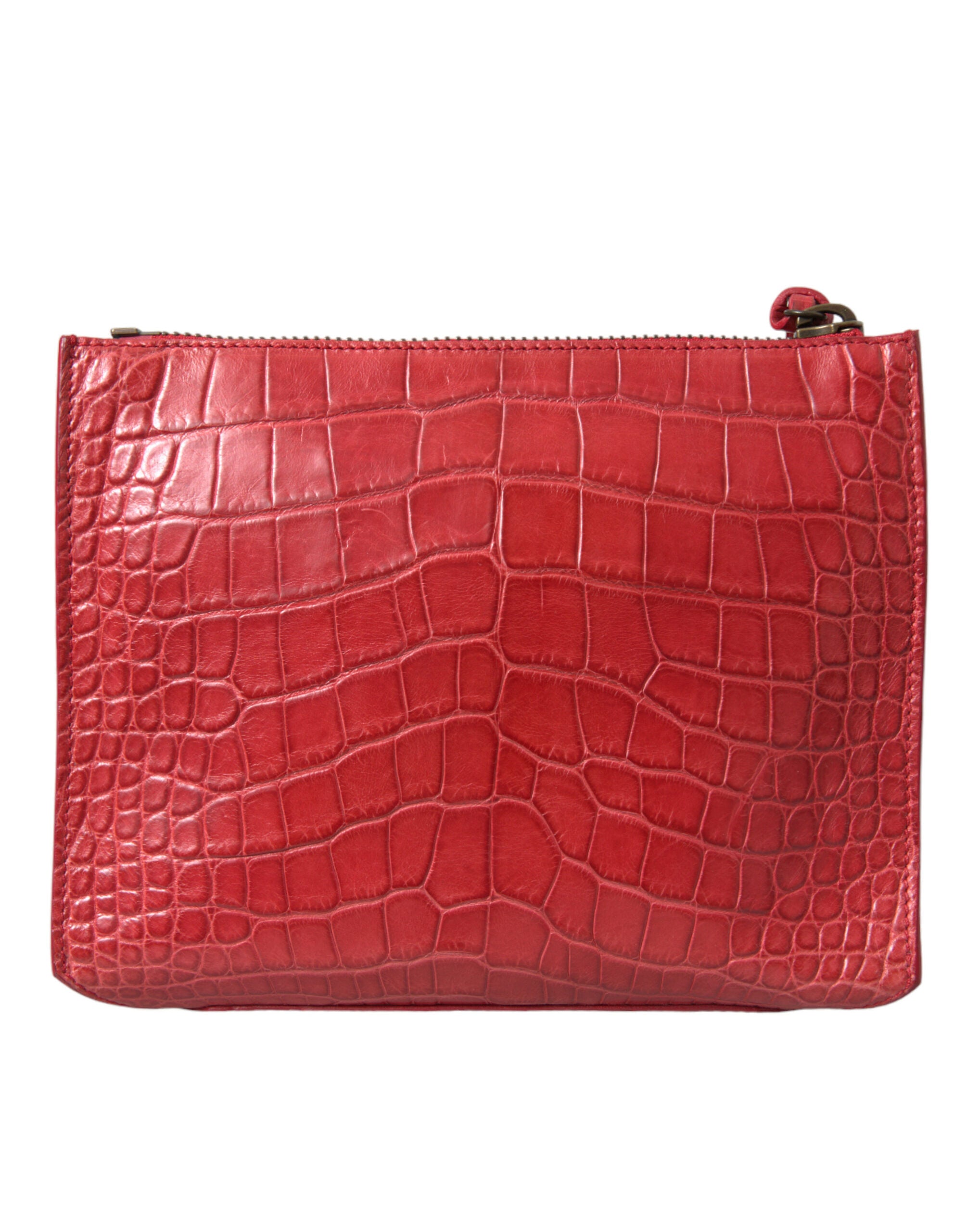 Red Exotic Skin Leather Classic Pouch Purse Wristlet Bag - ventzia