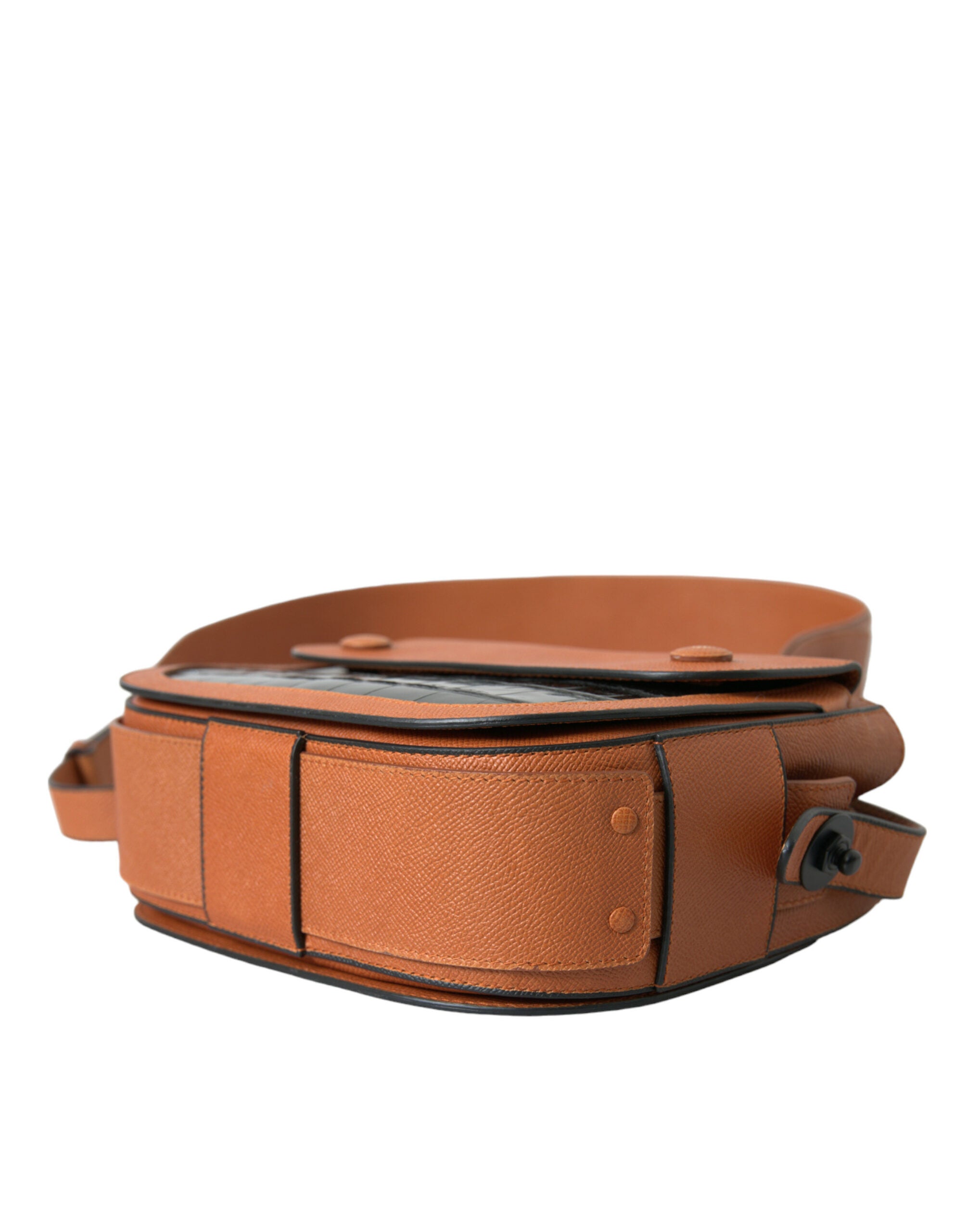 Black Brown Exotic Skin Leather Shoulder Camera Purse Bag - ventzia