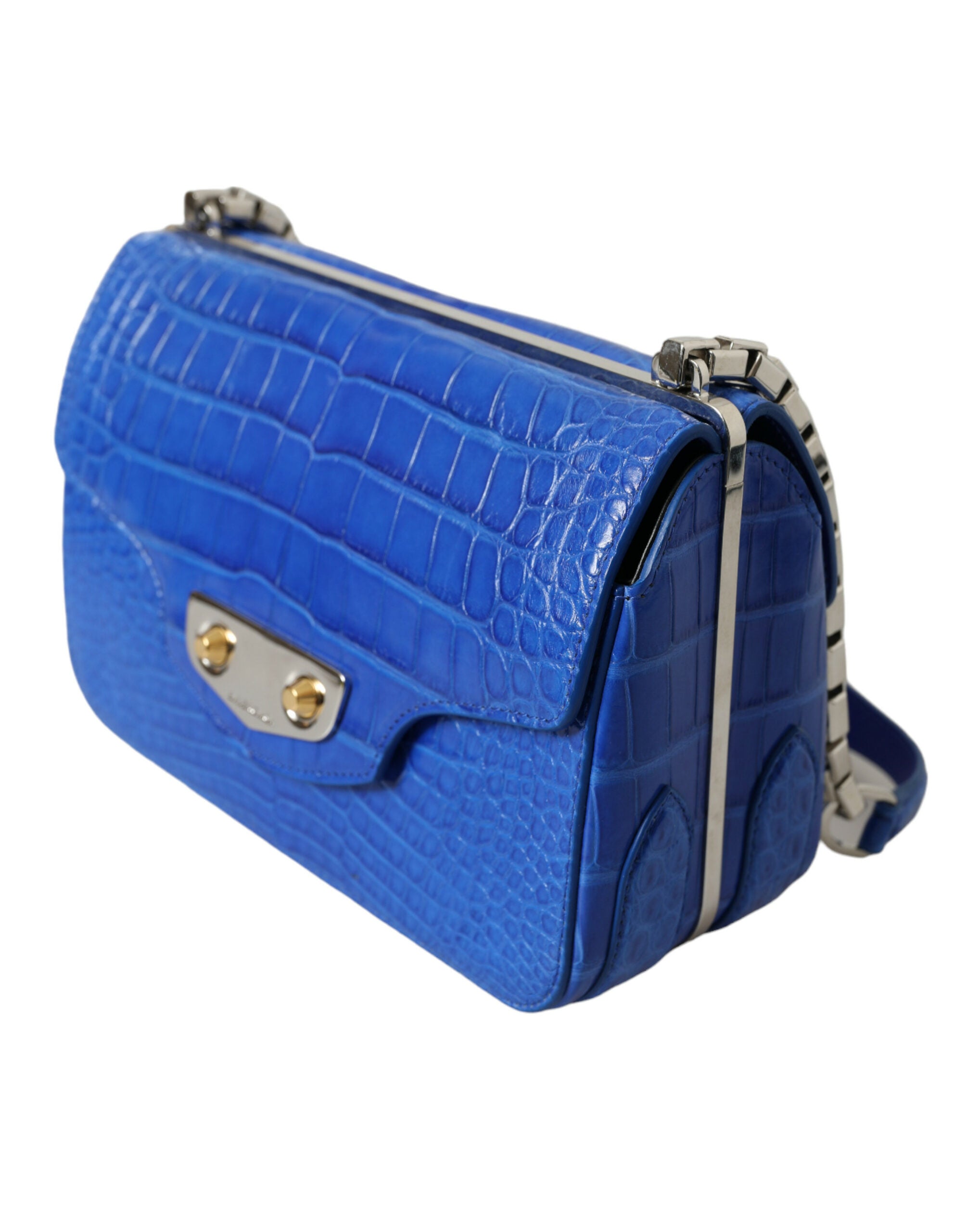Blue Exotic Leather Neo Classic Purse Shoulder Handbag Bag - ventzia