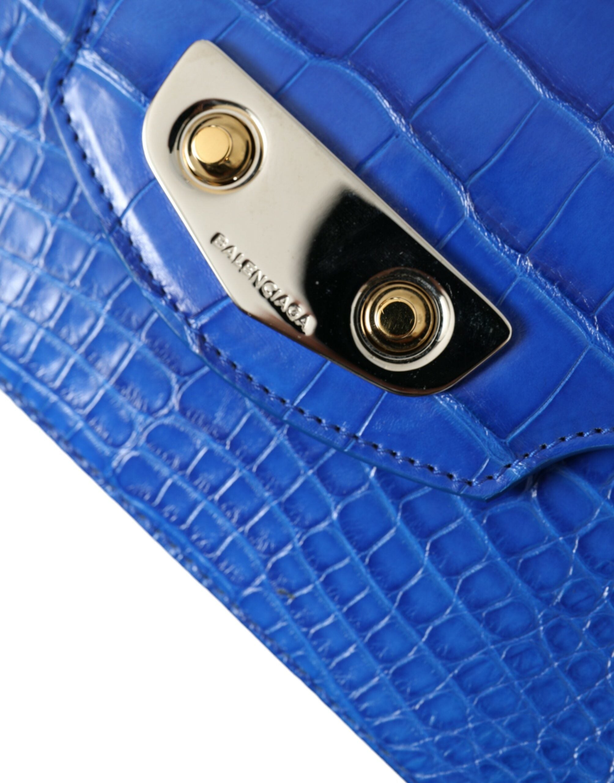 Blue Exotic Leather Neo Classic Purse Shoulder Handbag Bag - ventzia