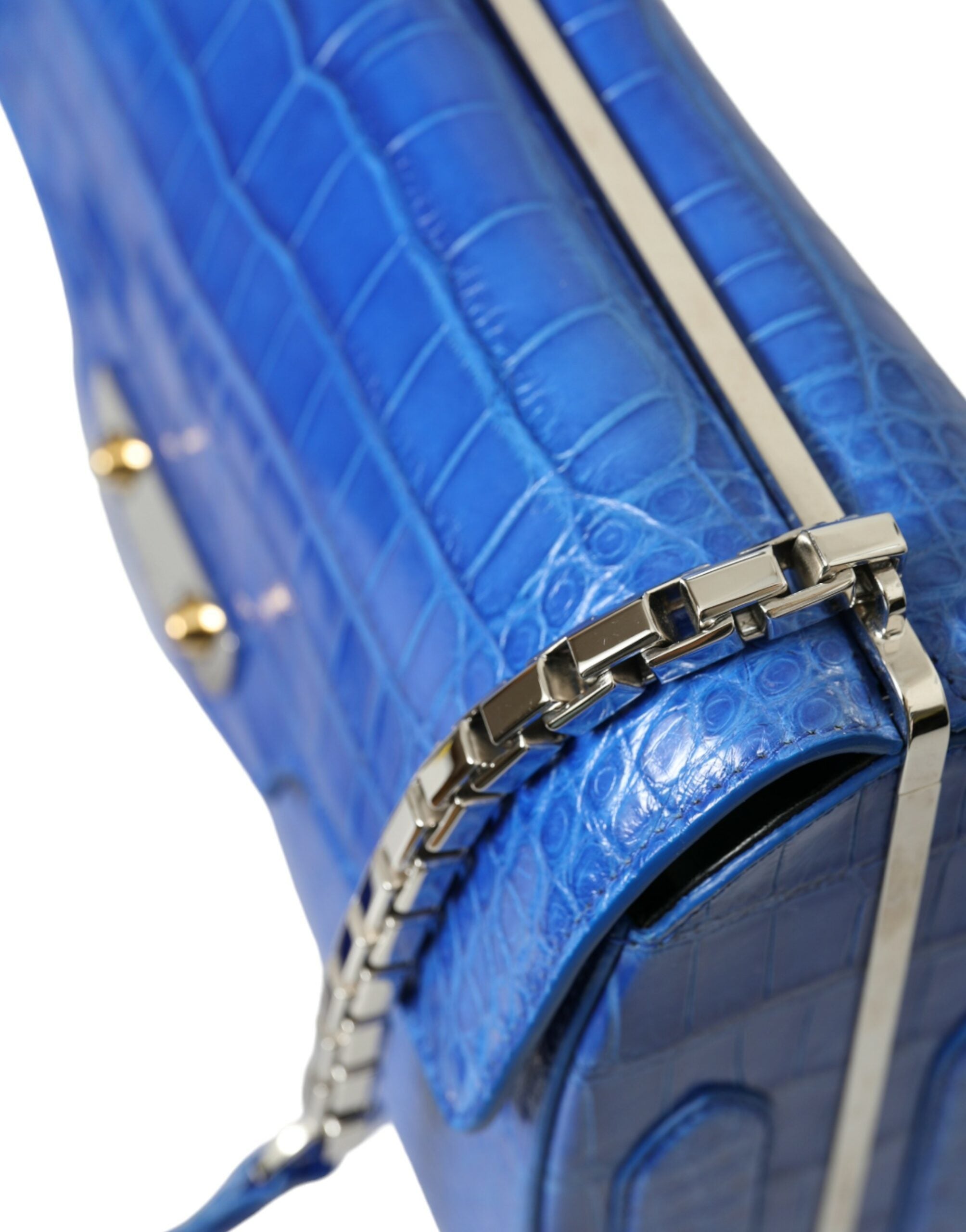 Blue Exotic Leather Neo Classic Small Shoulder Bag - ventzia