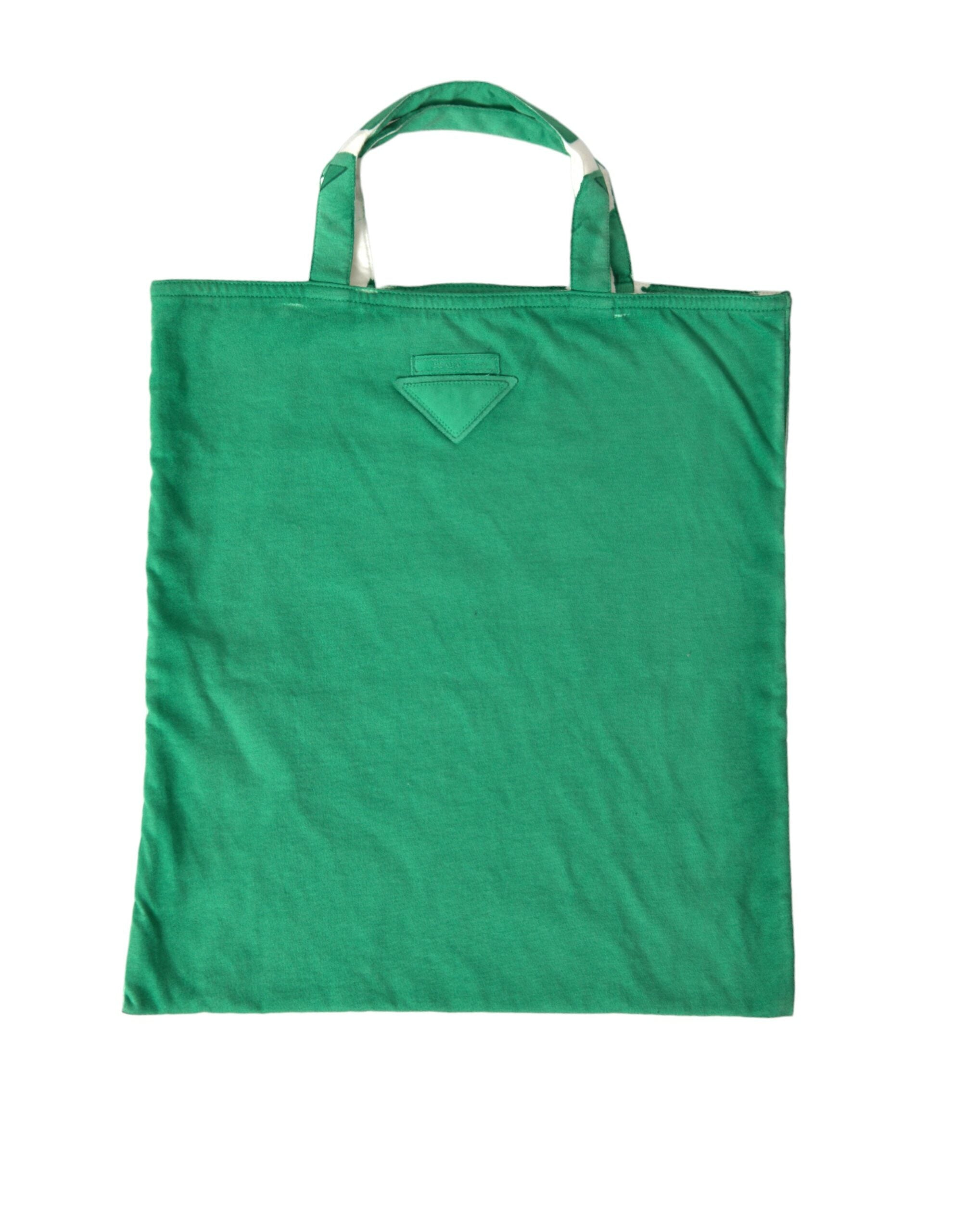 Green Jersey Fabric Logo Shoulder Shopping Tote Shopping Bag - ventzia