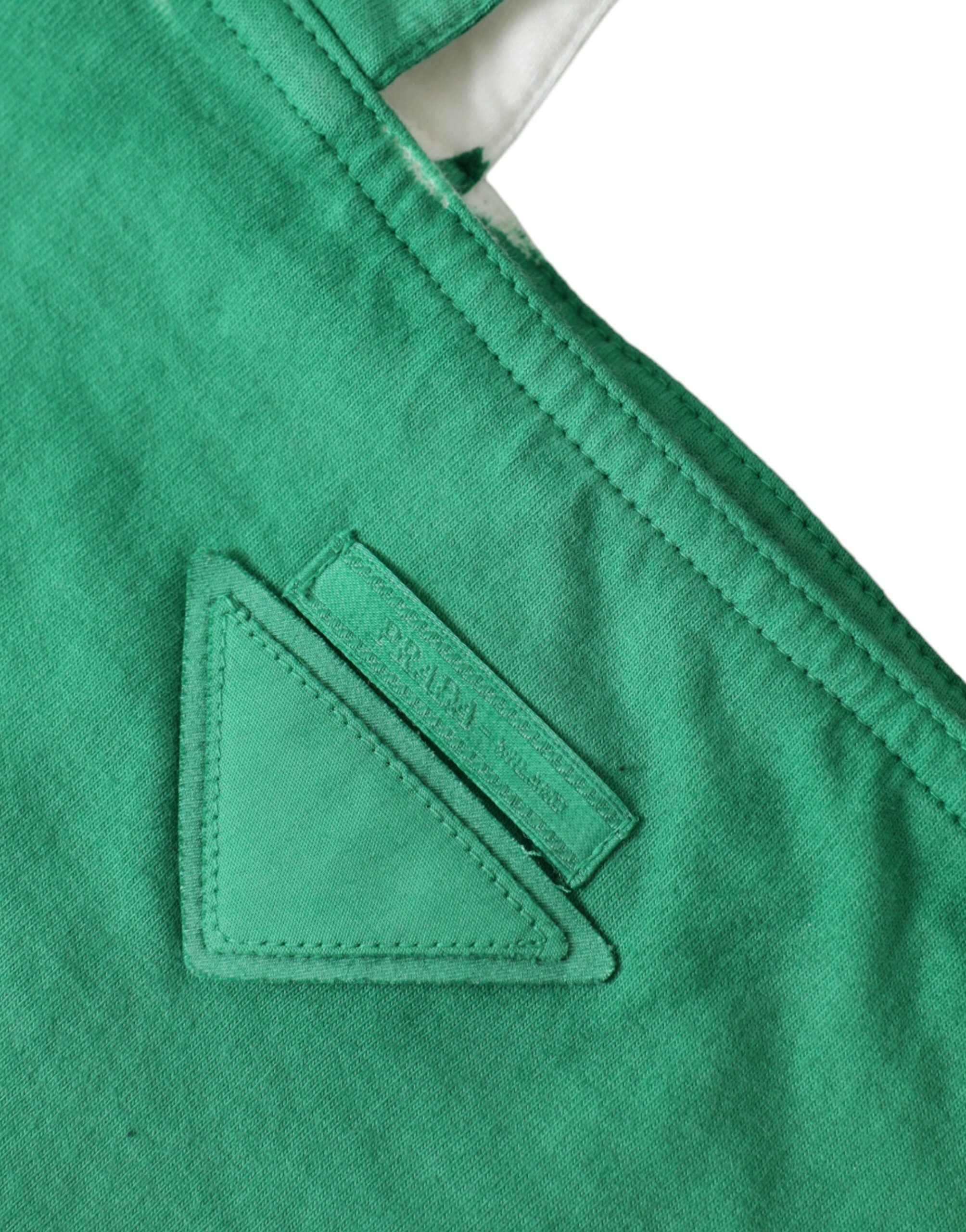 Green Jersey Fabric Logo Shoulder Shopping Tote Shopping Bag - ventzia