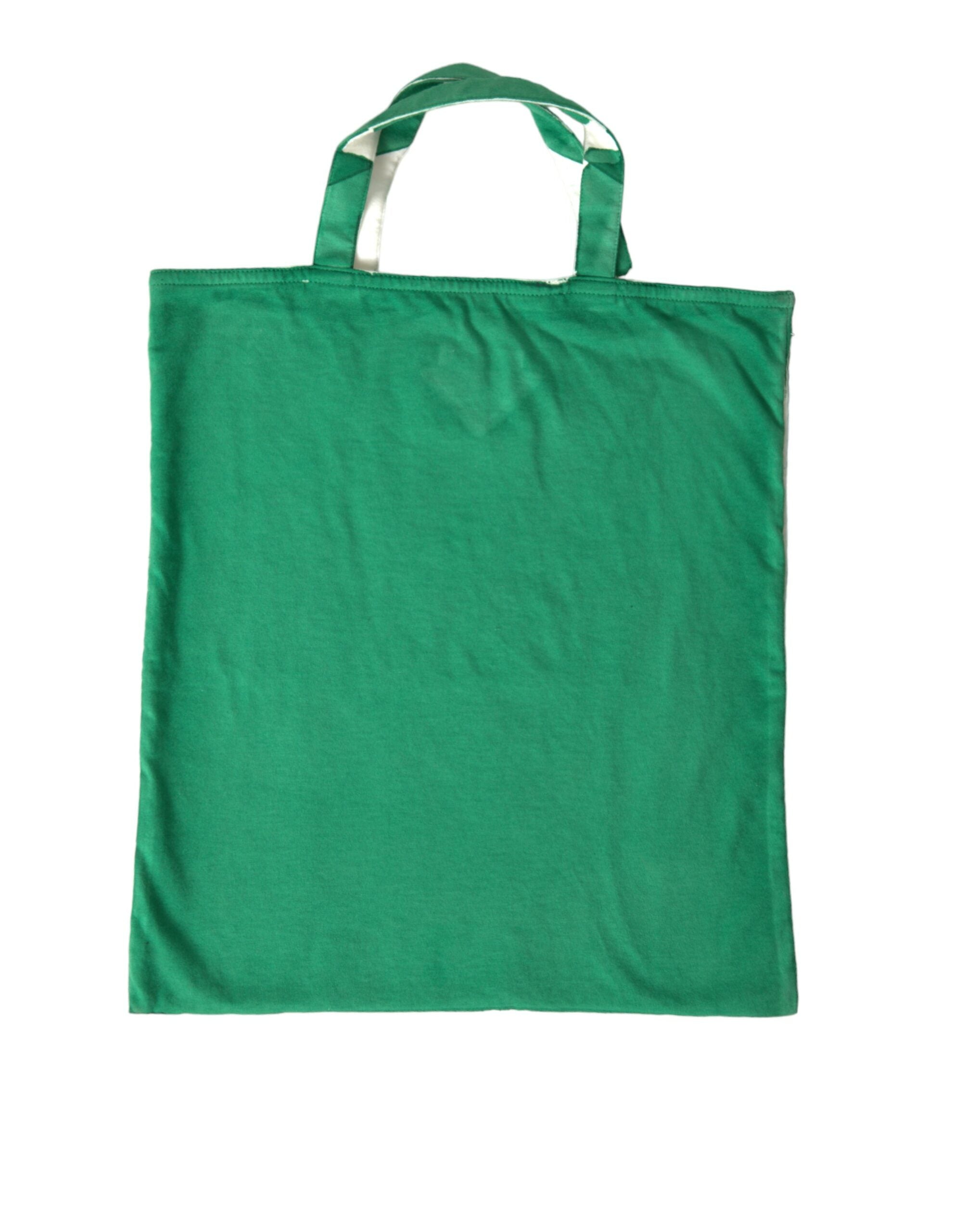 Green Jersey Fabric Logo Shoulder Shopping Tote Shopping Bag - ventzia