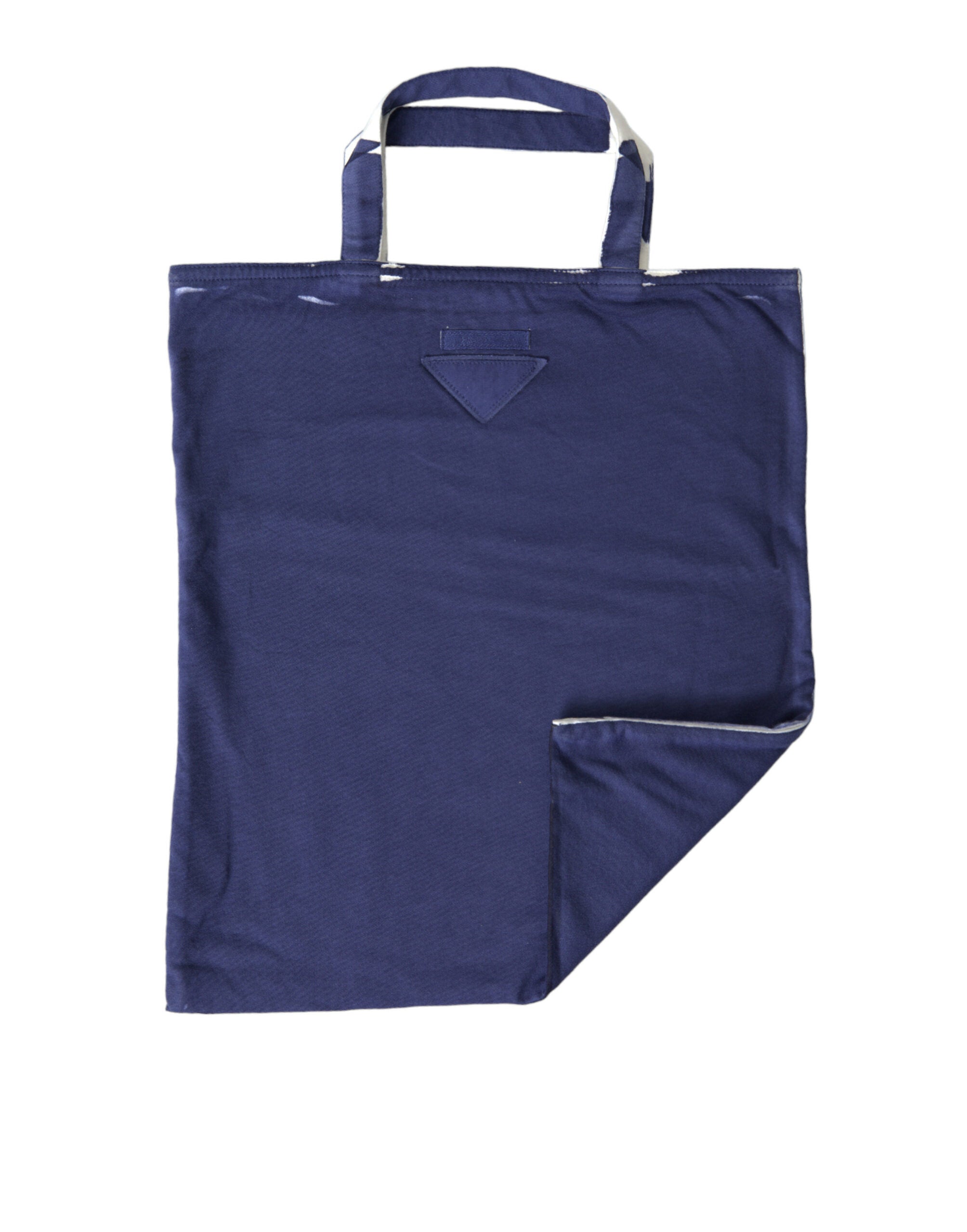 Blue Jersey Fabric Logo Shoulder Shopping Tote Shopping Bag - ventzia