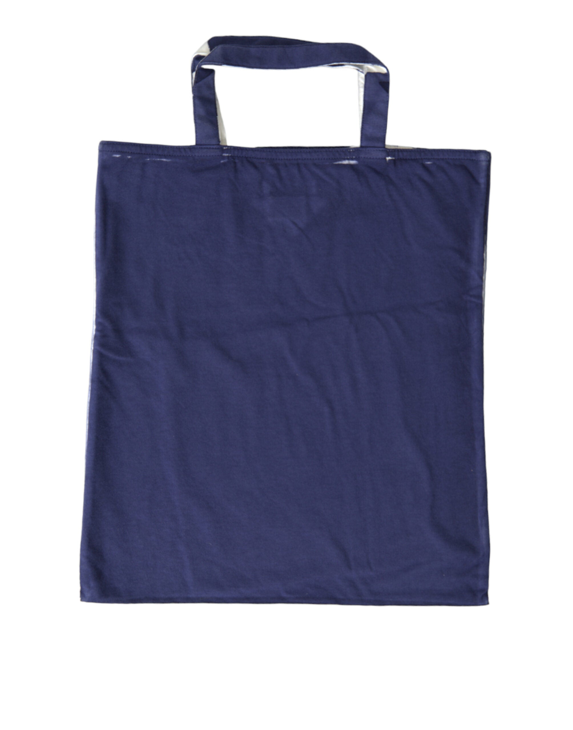 Blue Jersey Fabric Logo Shoulder Shopping Tote Shopping Bag - ventzia