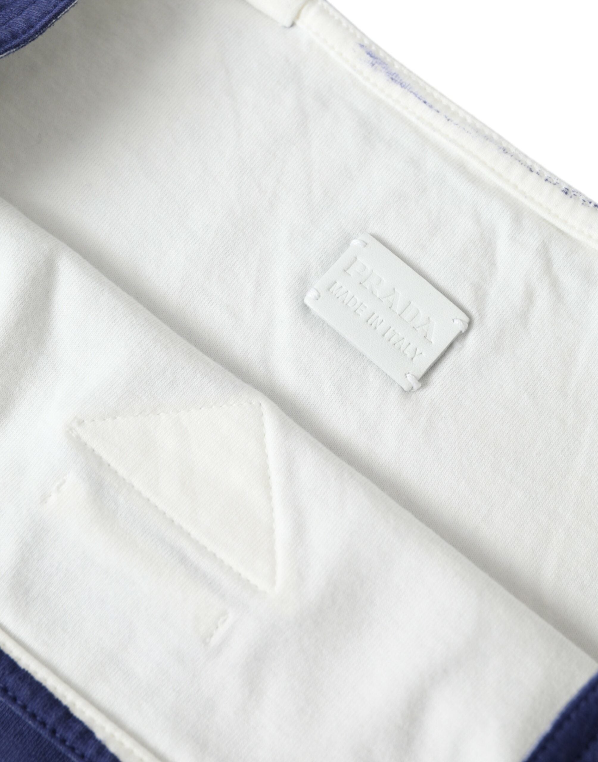 Blue Jersey Fabric Logo Shoulder Shopping Tote Shopping Bag - ventzia