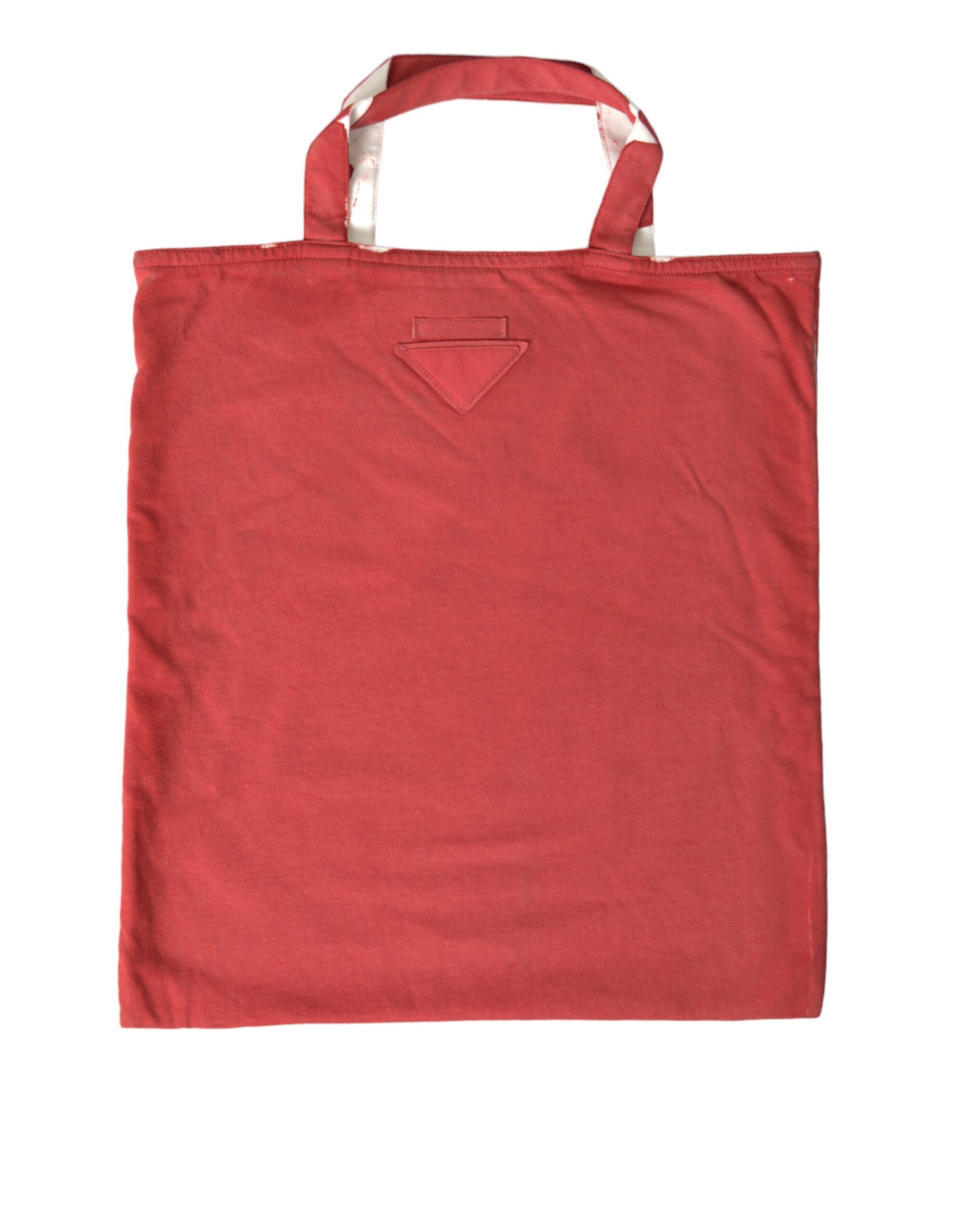 Red Jersey Fabric Logo Shoulder Shopping Tote Bag - ventzia