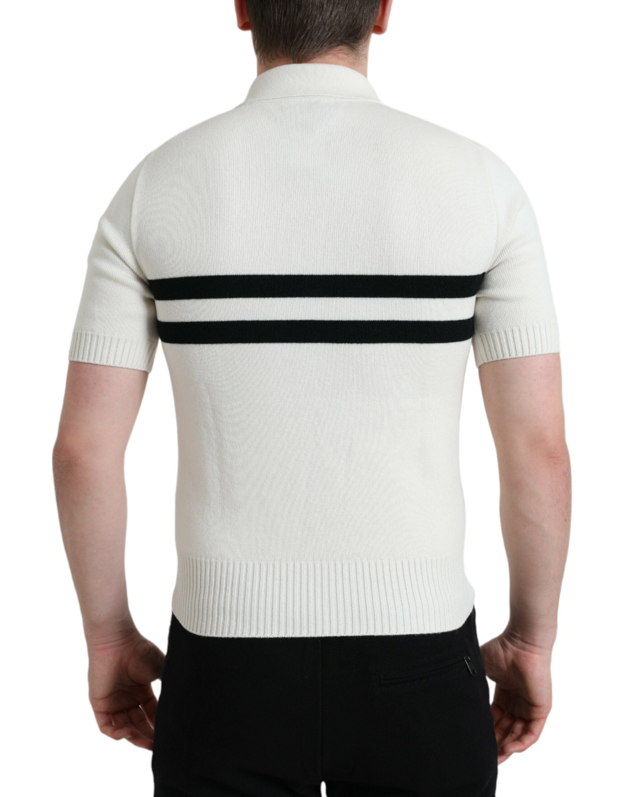 White DG Logo Collared Henley Shirt T-shirt - ventzia