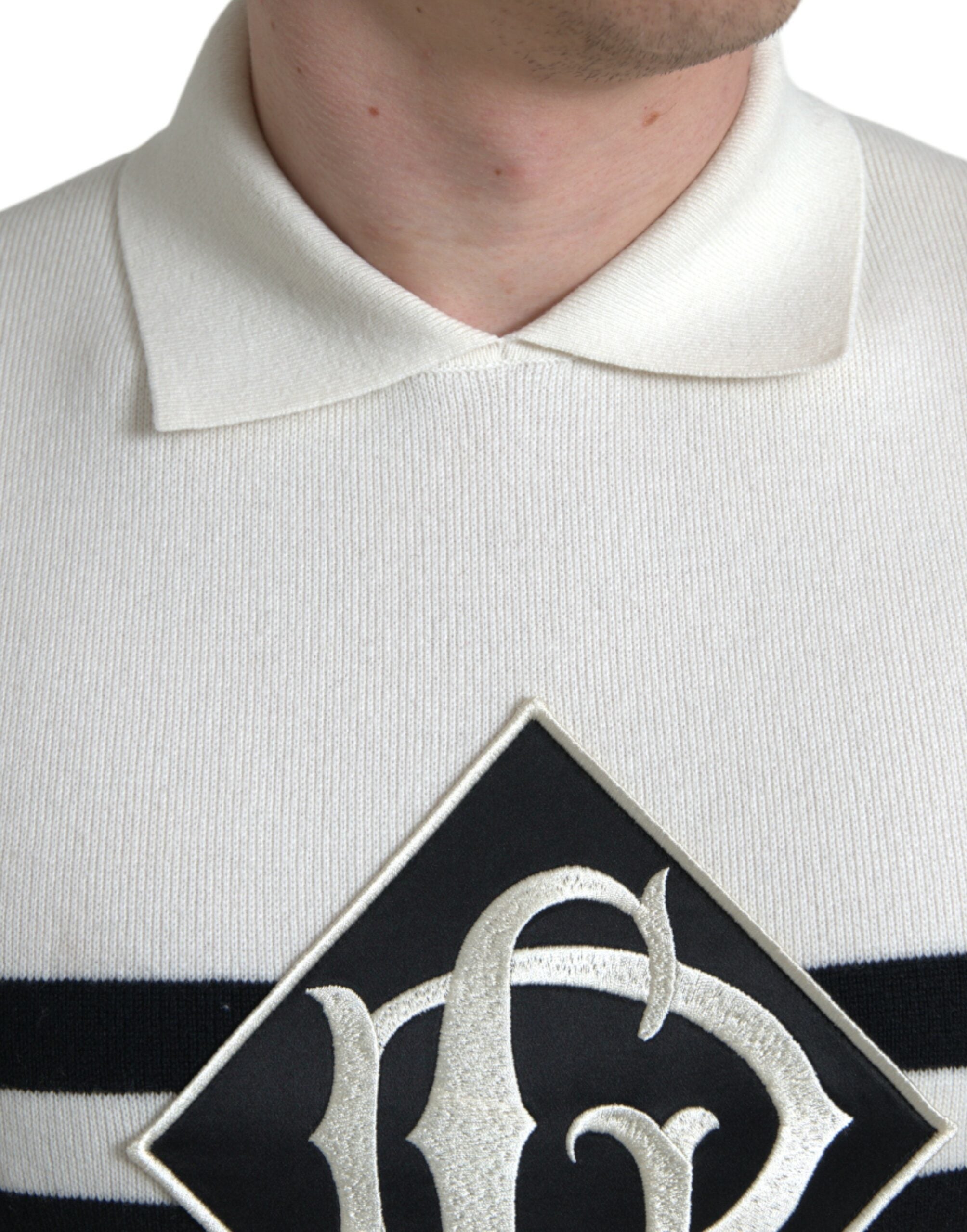 White DG Logo Collared Henley Shirt T-shirt - ventzia