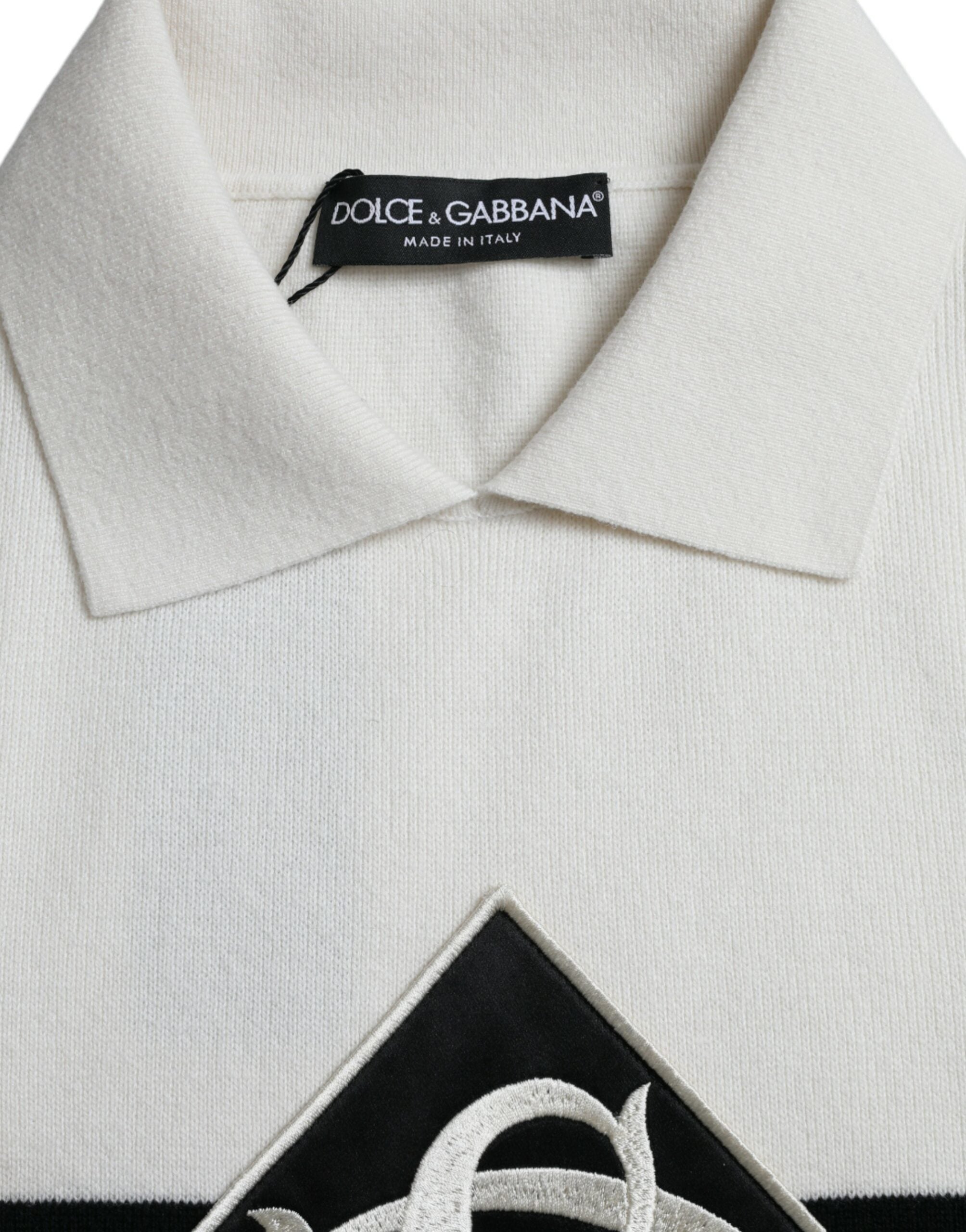 White DG Logo Collared Henley Shirt T-shirt - ventzia