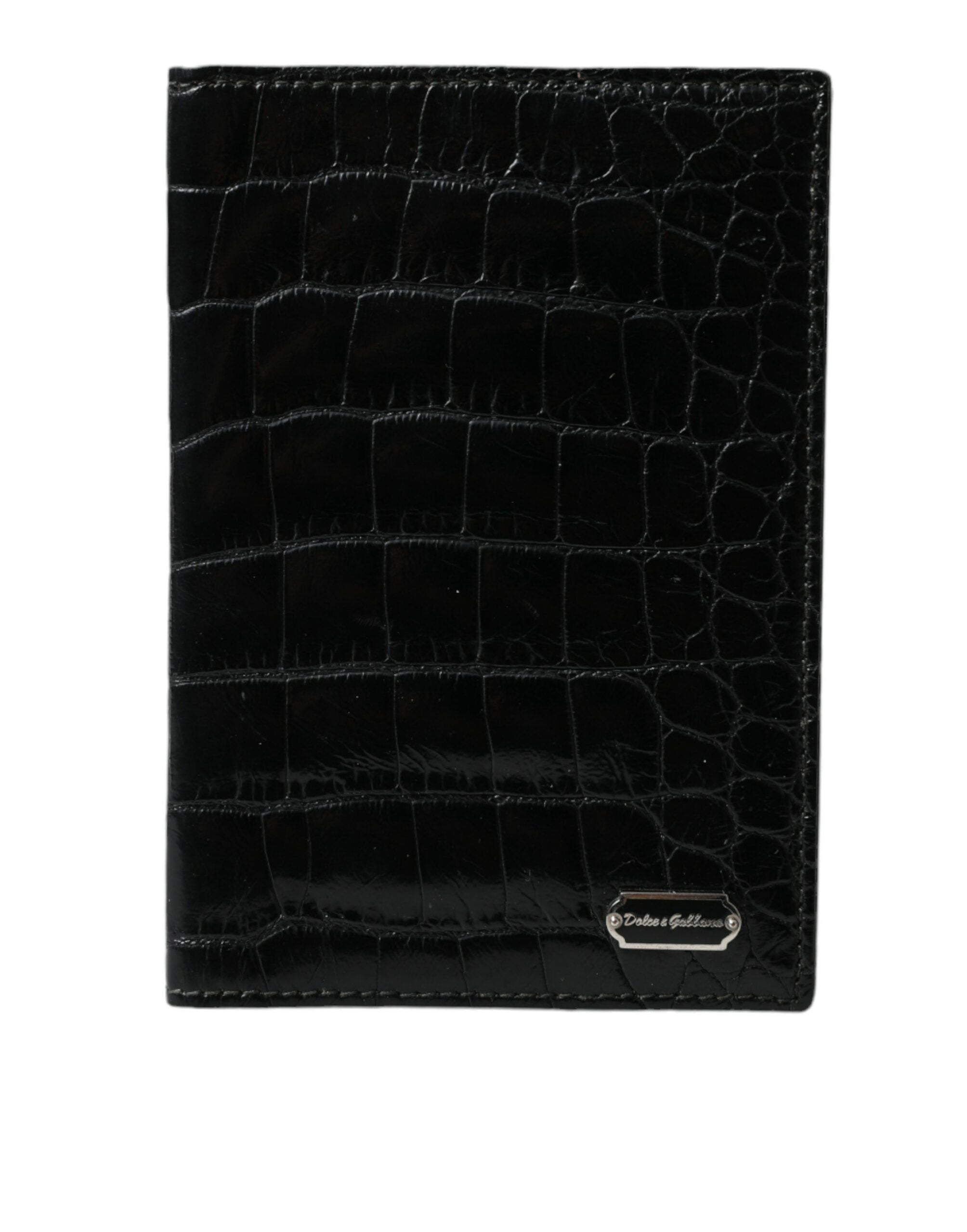 Black Exotic Skin Leather Long Bifold Passport Holder - ventzia