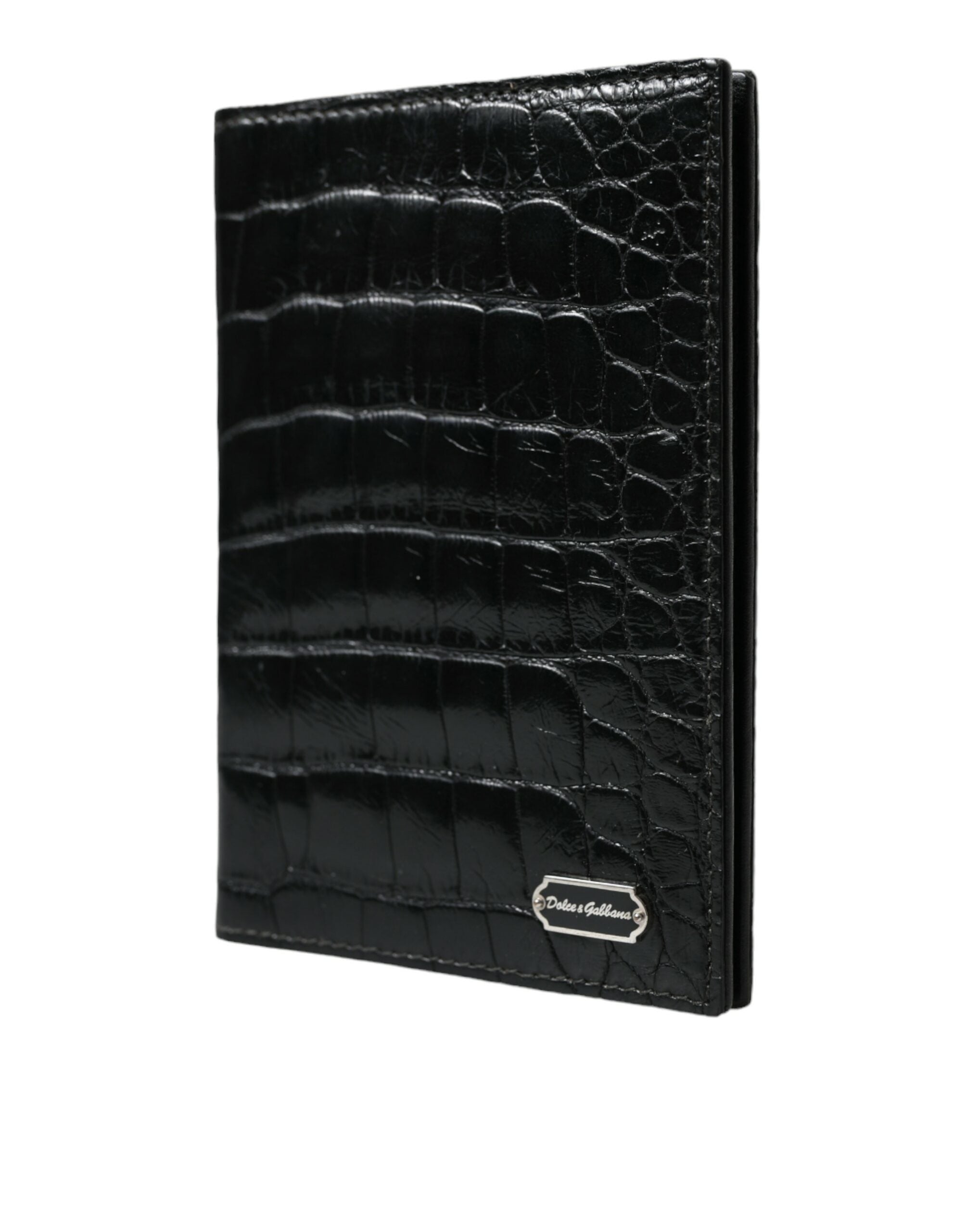 Black Exotic Skin Leather Long Bifold Passport Holder - ventzia