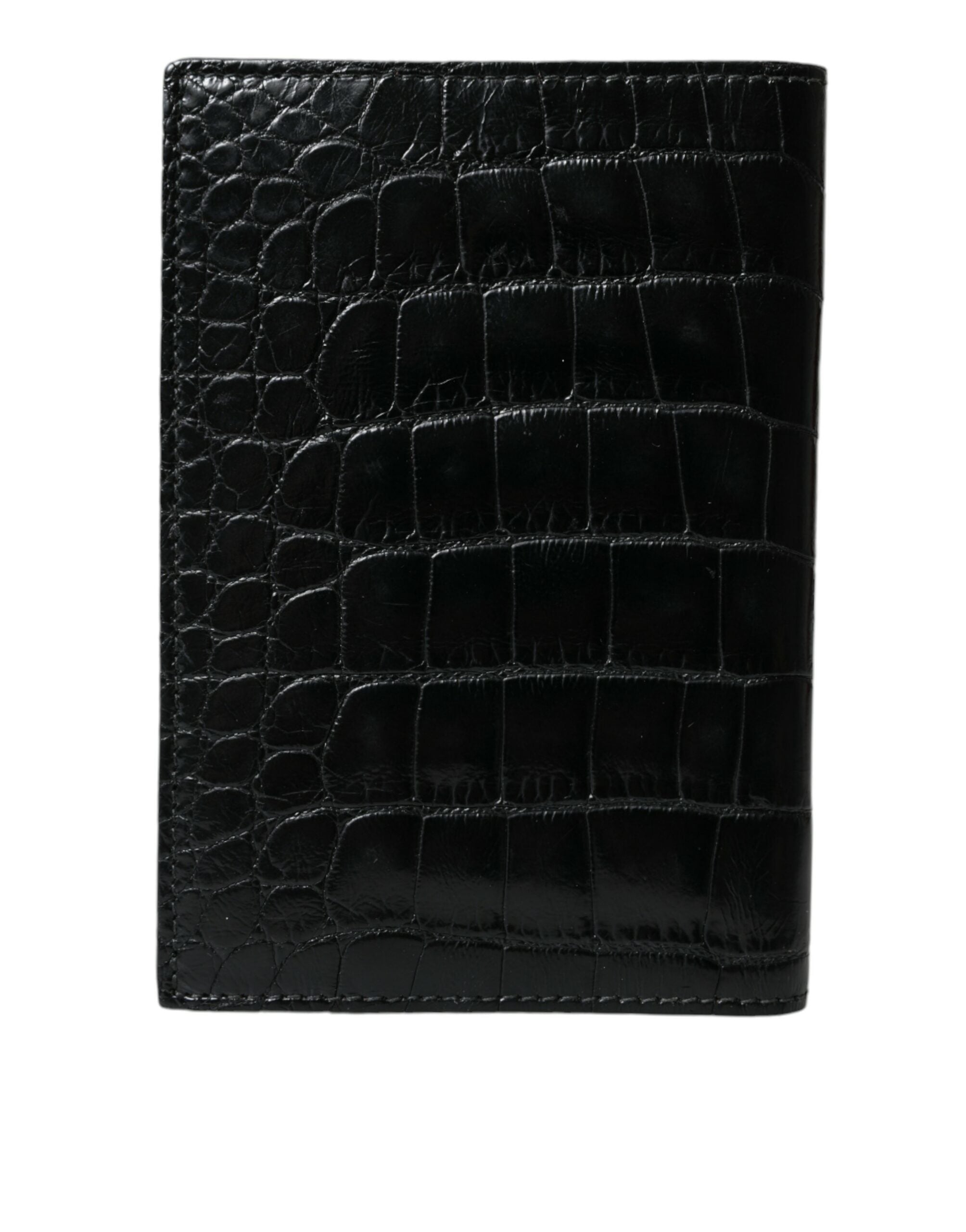 Black Exotic Skin Leather Long Bifold Passport Holder - ventzia