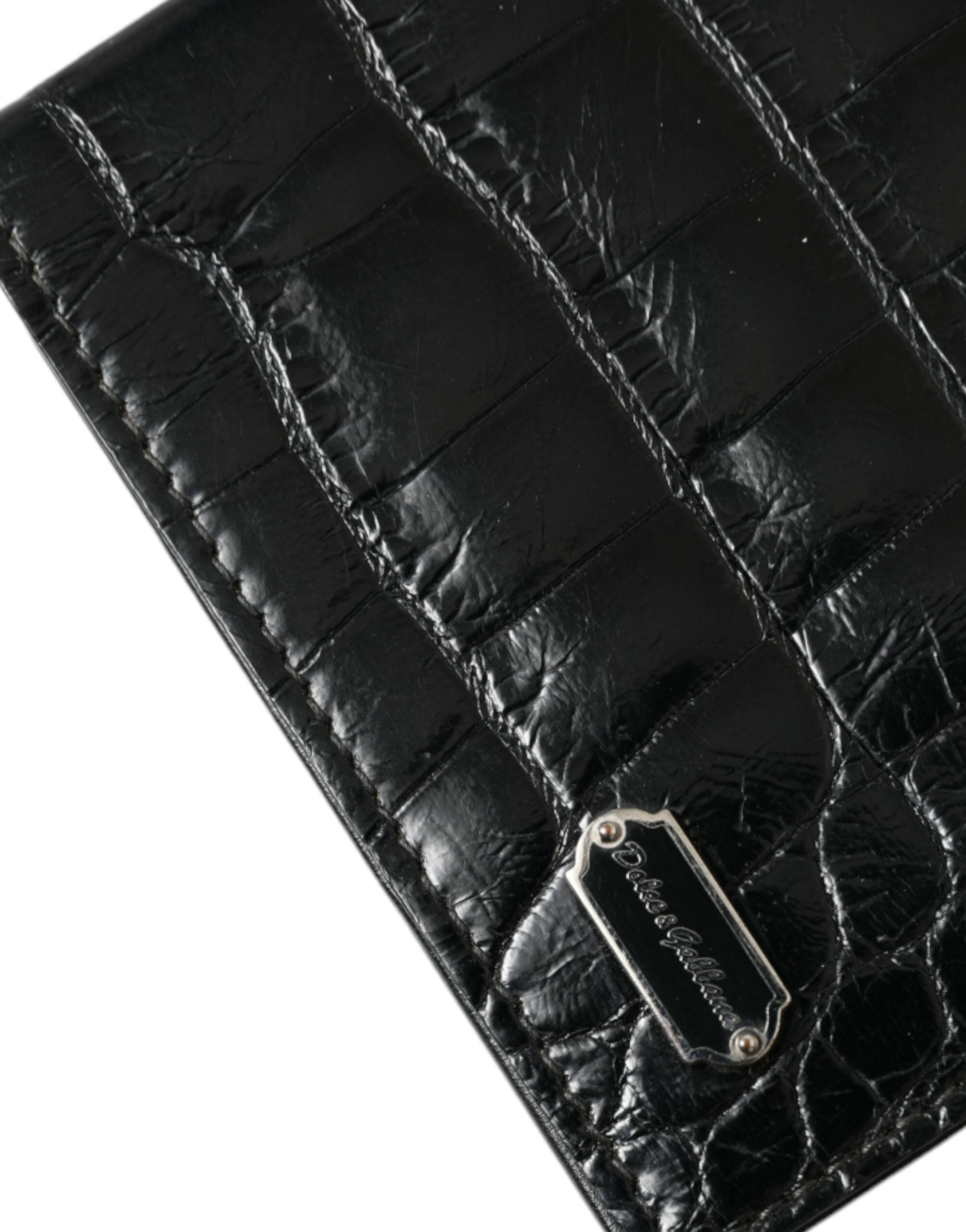 Black Exotic Skin Leather Long Bifold Passport Holder - ventzia