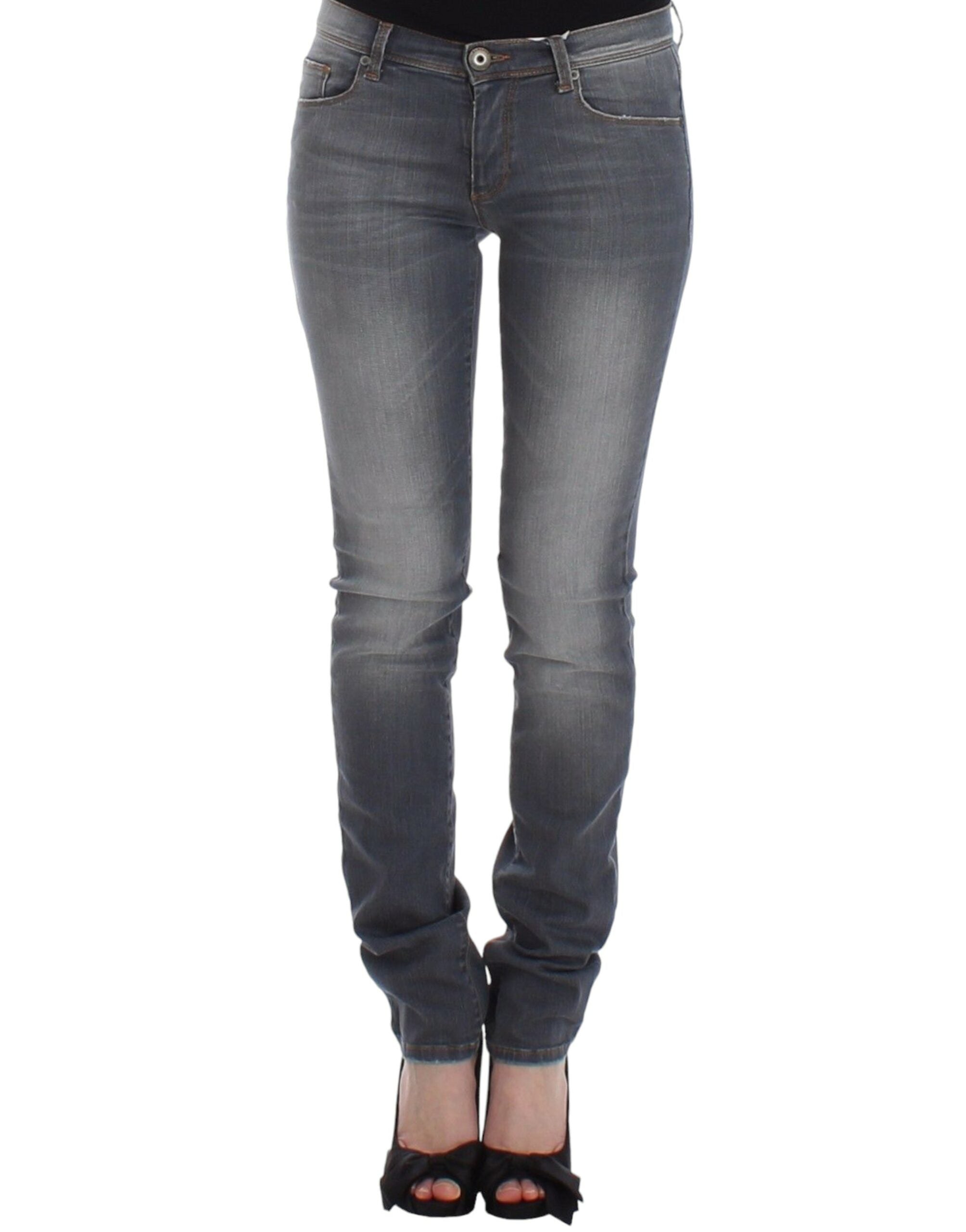 Chic Gray Slim-Fit Skinny Jeans - ventzia