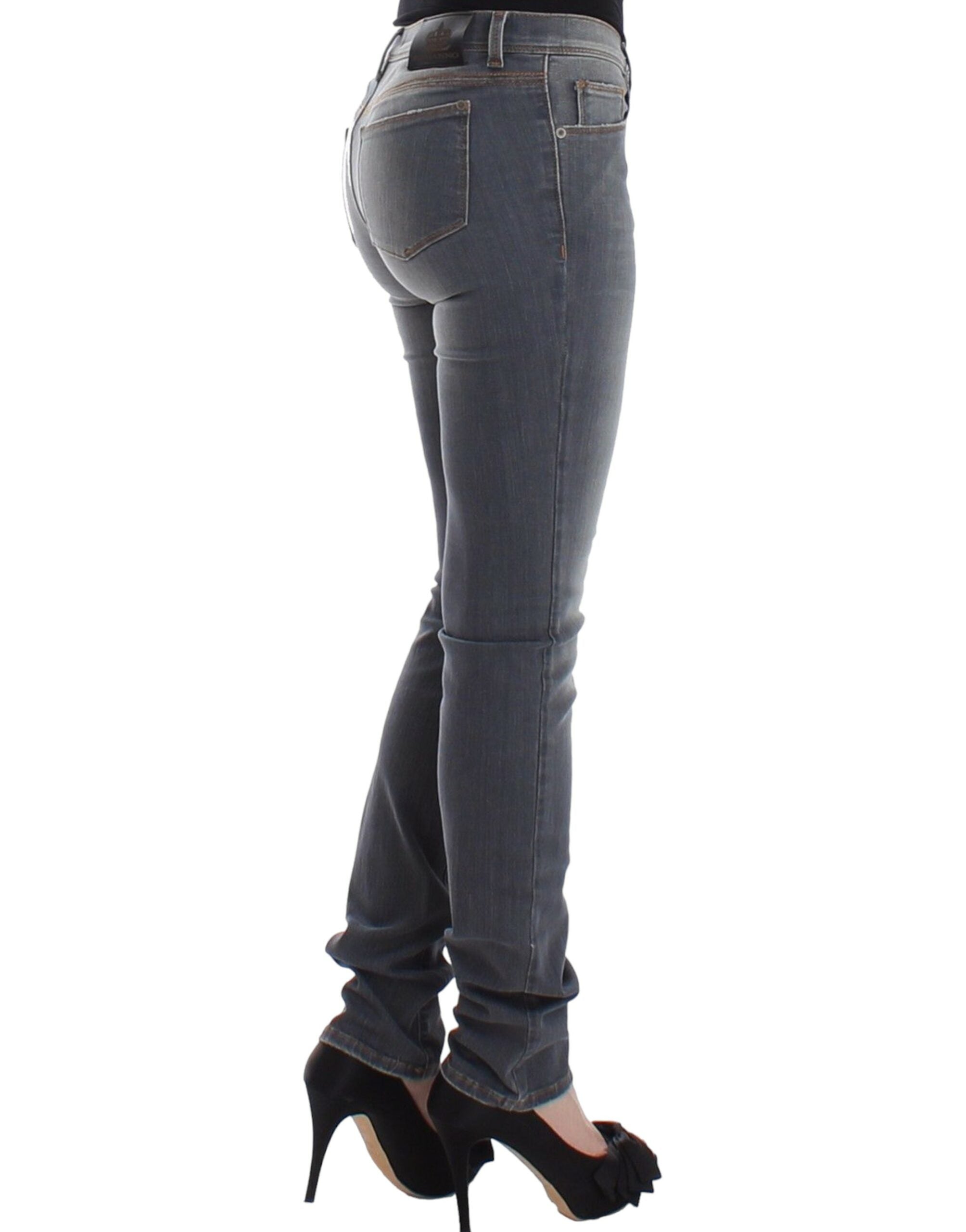 Chic Gray Slim-Fit Skinny Jeans - ventzia