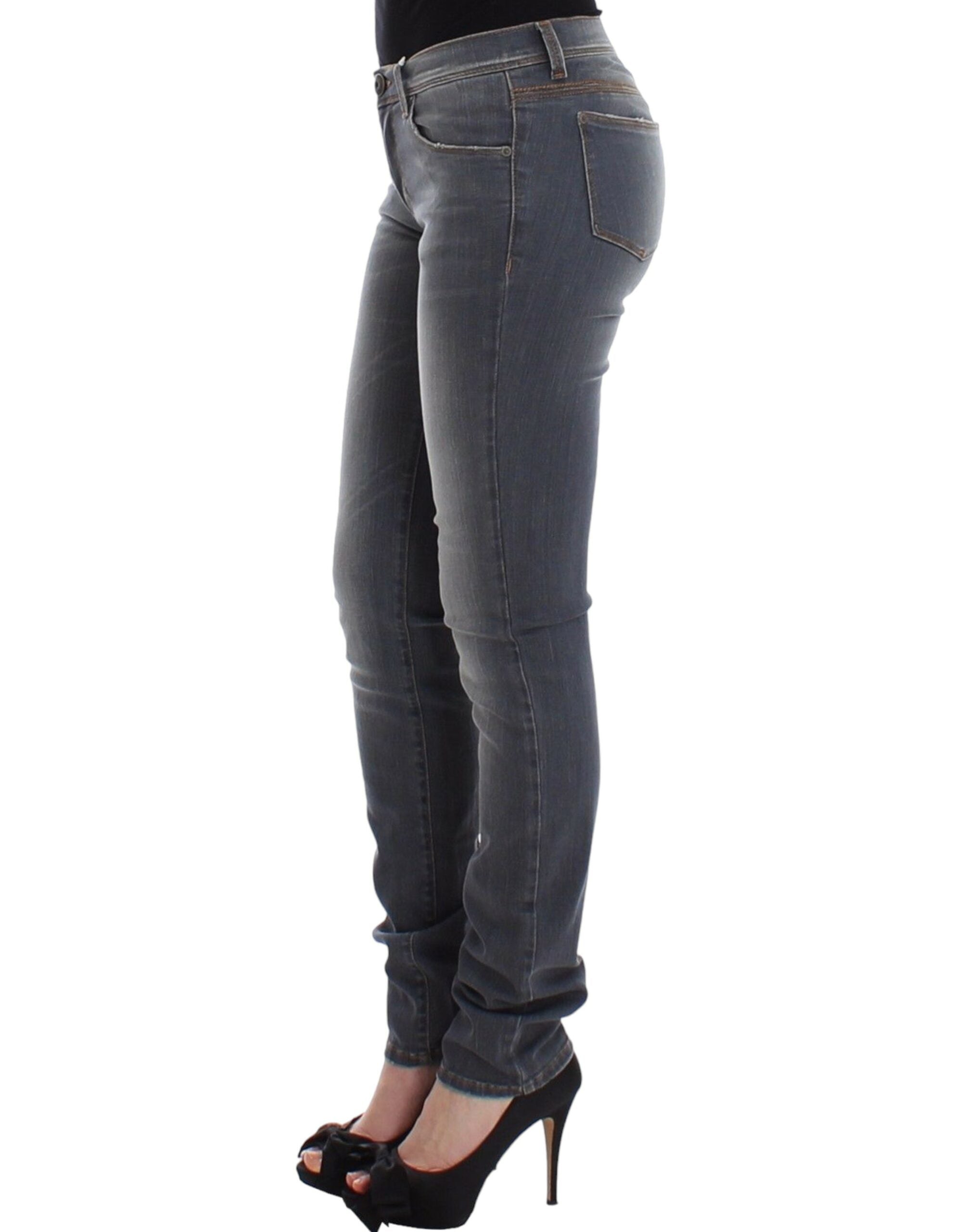 Chic Gray Slim-Fit Skinny Jeans - ventzia