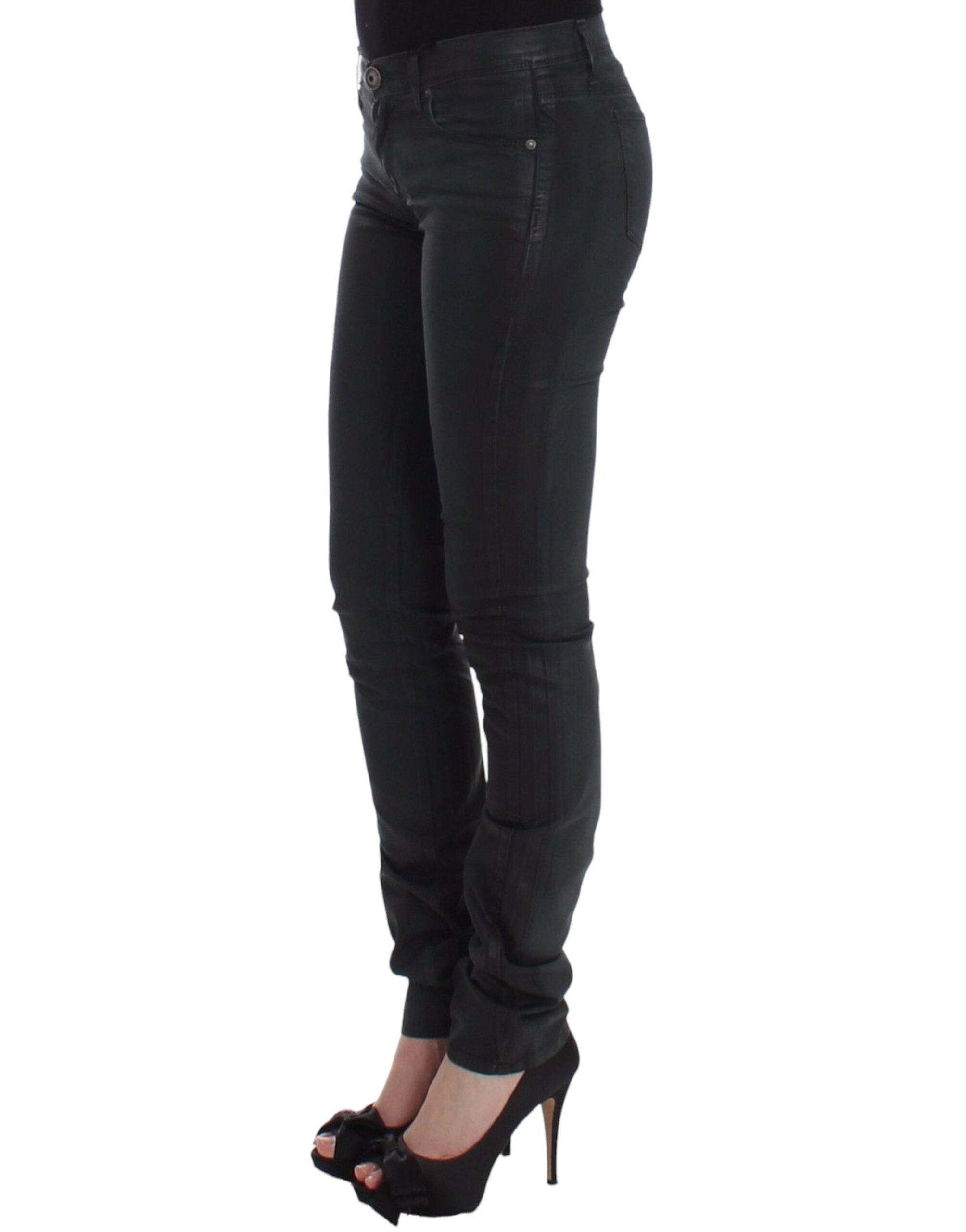 Elegant Dark Green Slim Fit Jeans - ventzia