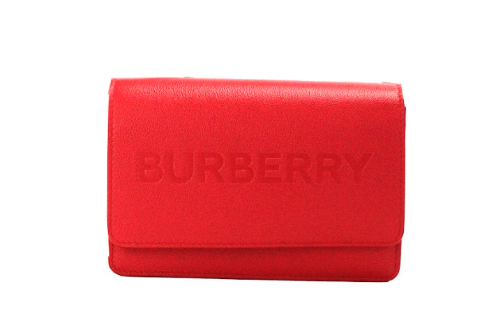 Hampshire Small Red Embossed Logo Smooth Leather Crossbody Bag - ventzia