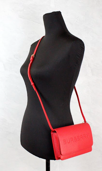 Hampshire Small Red Embossed Logo Smooth Leather Crossbody Bag - ventzia