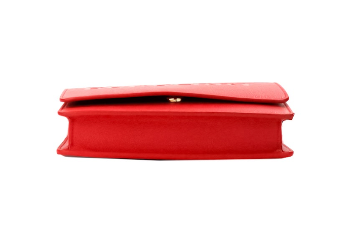 Hampshire Small Red Embossed Logo Smooth Leather Crossbody Bag - ventzia