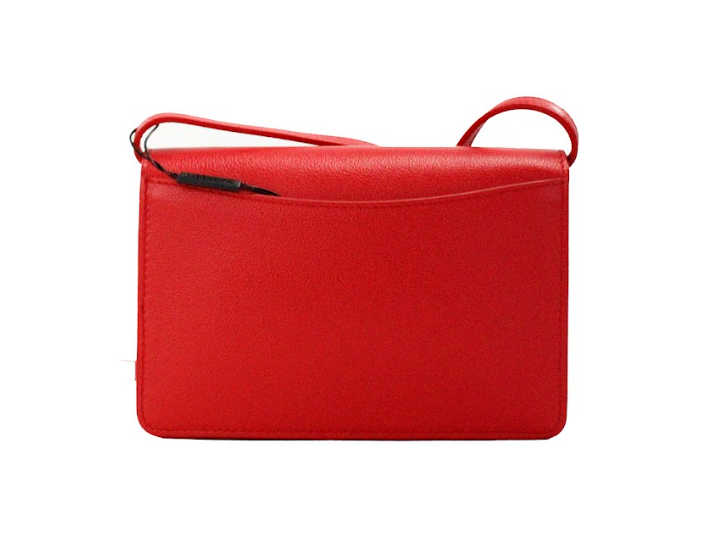 Hampshire Small Red Embossed Logo Smooth Leather Crossbody Bag - ventzia